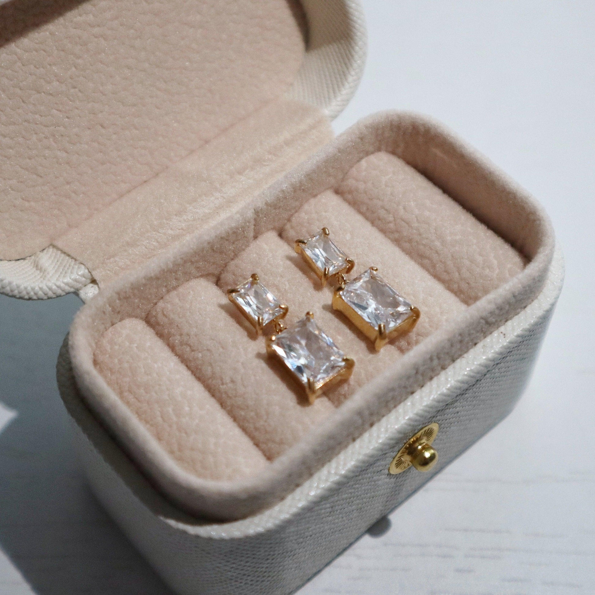 Evelina Earrings | Zircon Dangle Earrings - JESSA JEWELRY | GOLD JEWELRY; dainty, affordable gold everyday jewelry. Tarnish free, water-resistant, hypoallergenic. Jewelry for everyday wear