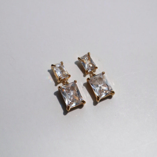 Evelina Earrings | Zircon Dangle Earrings - JESSA JEWELRY | GOLD JEWELRY; dainty, affordable gold everyday jewelry. Tarnish free, water-resistant, hypoallergenic. Jewelry for everyday wear
