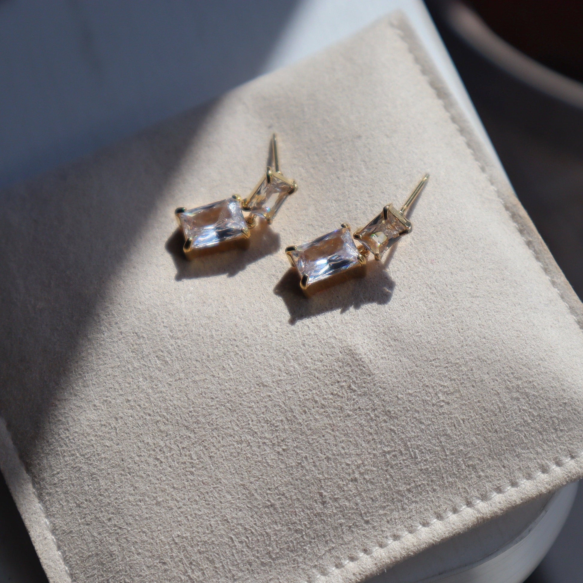 Evelina Earrings | Zircon Dangle Earrings - JESSA JEWELRY | GOLD JEWELRY; dainty, affordable gold everyday jewelry. Tarnish free, water-resistant, hypoallergenic. Jewelry for everyday wear