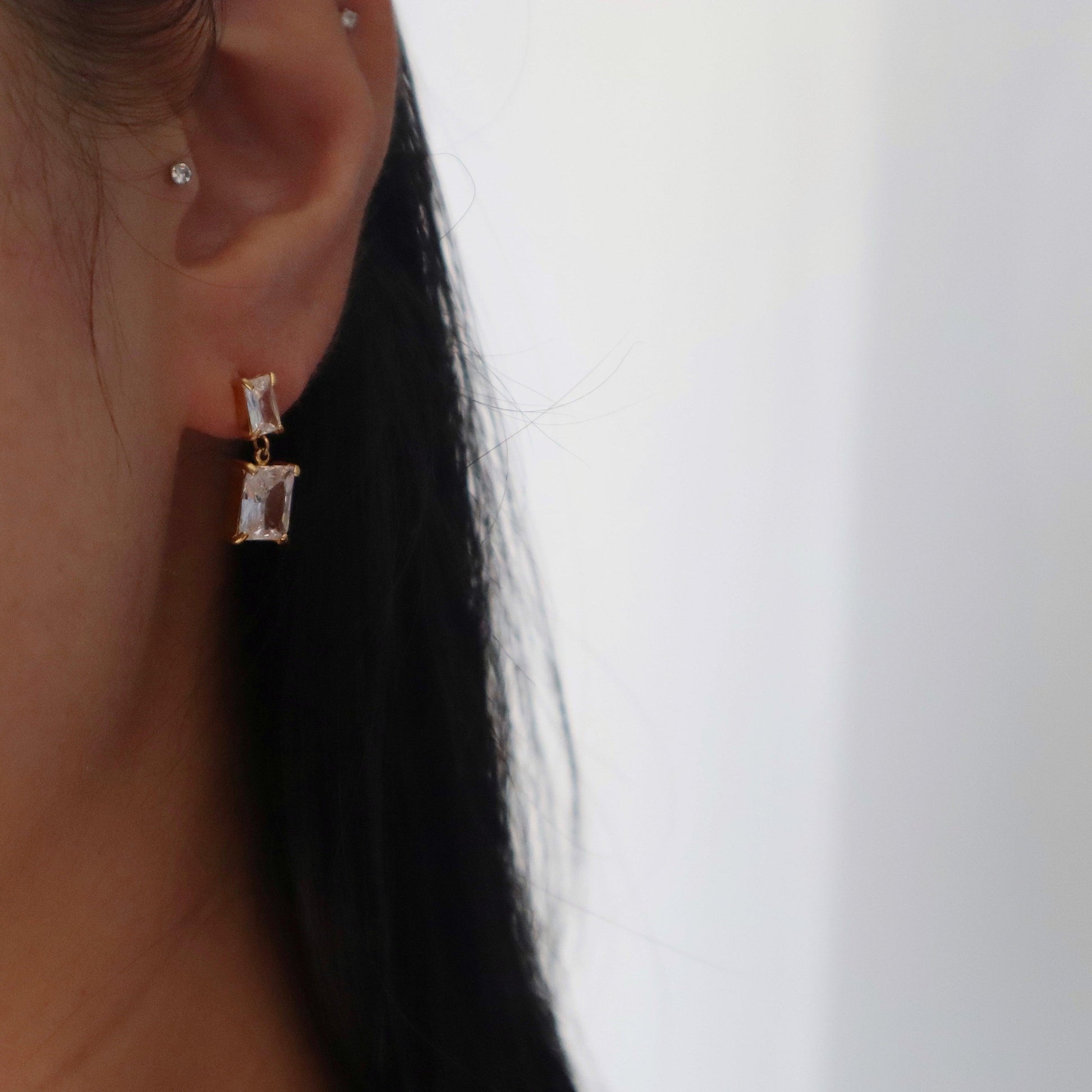 Evelina Earrings | Zircon Dangle Earrings - JESSA JEWELRY | GOLD JEWELRY; dainty, affordable gold everyday jewelry. Tarnish free, water-resistant, hypoallergenic. Jewelry for everyday wear