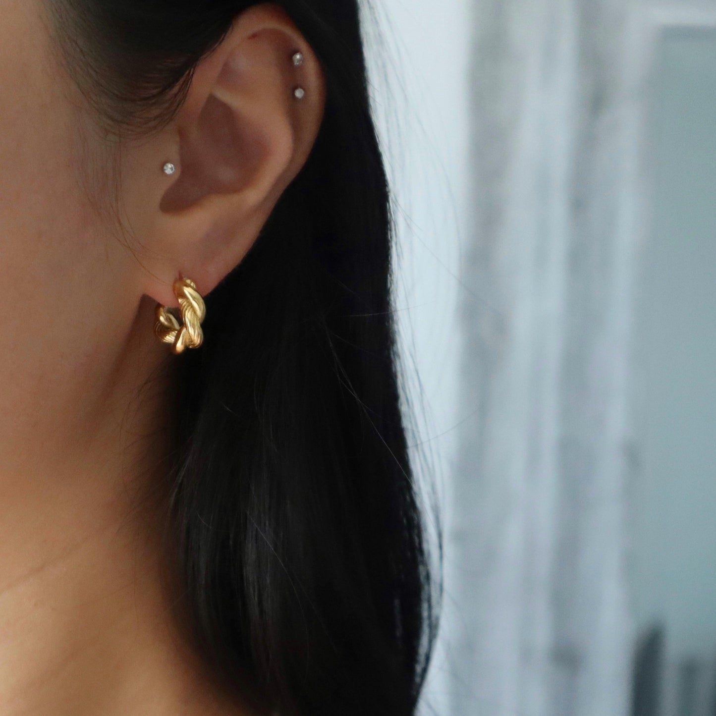 Twisted Rope Hoops - JESSA JEWELRY | GOLD JEWELRY; dainty, affordable gold everyday jewelry. Tarnish free, water-resistant, hypoallergenic. Jewelry for everyday wear
