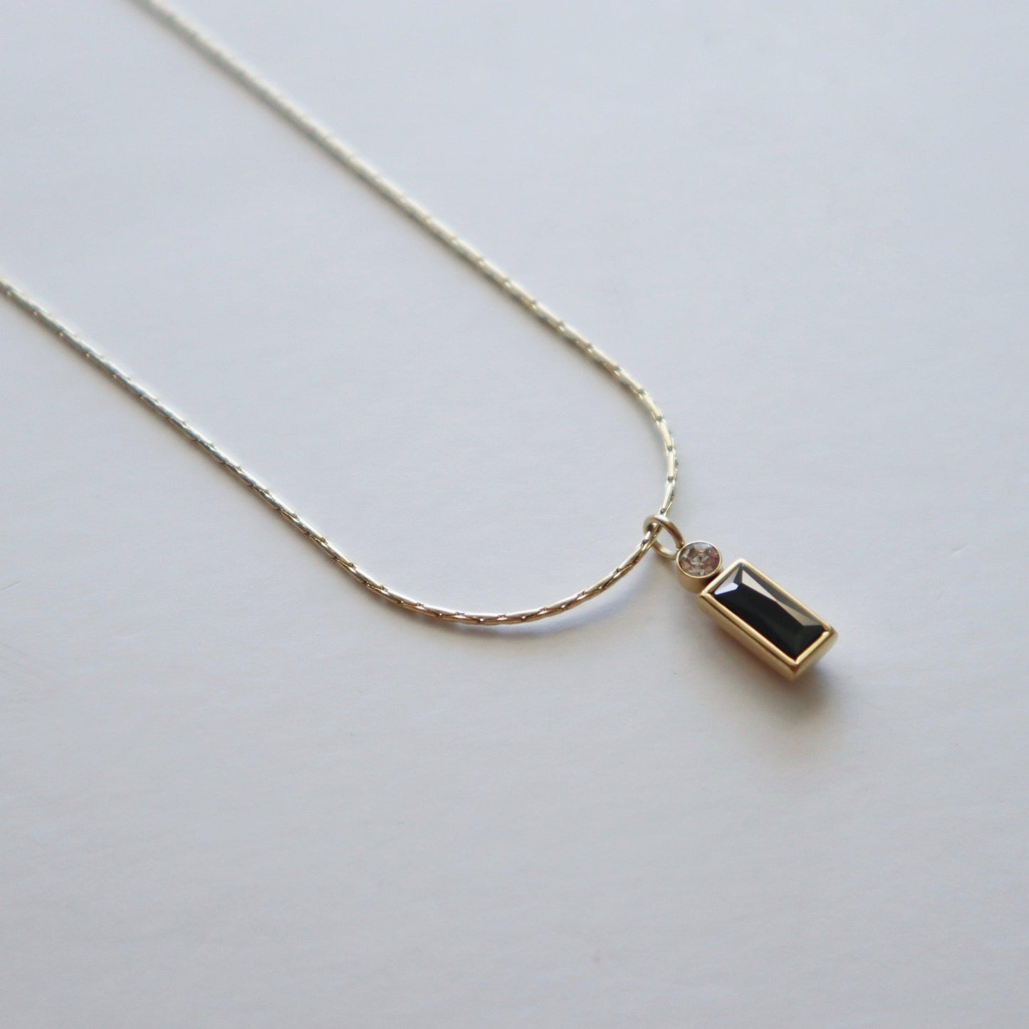 Claire Necklace | Black Gem Pendant Necklace - JESSA JEWELRY | GOLD JEWELRY; dainty, affordable gold everyday jewelry. Tarnish free, water-resistant, hypoallergenic. Jewelry for everyday wear