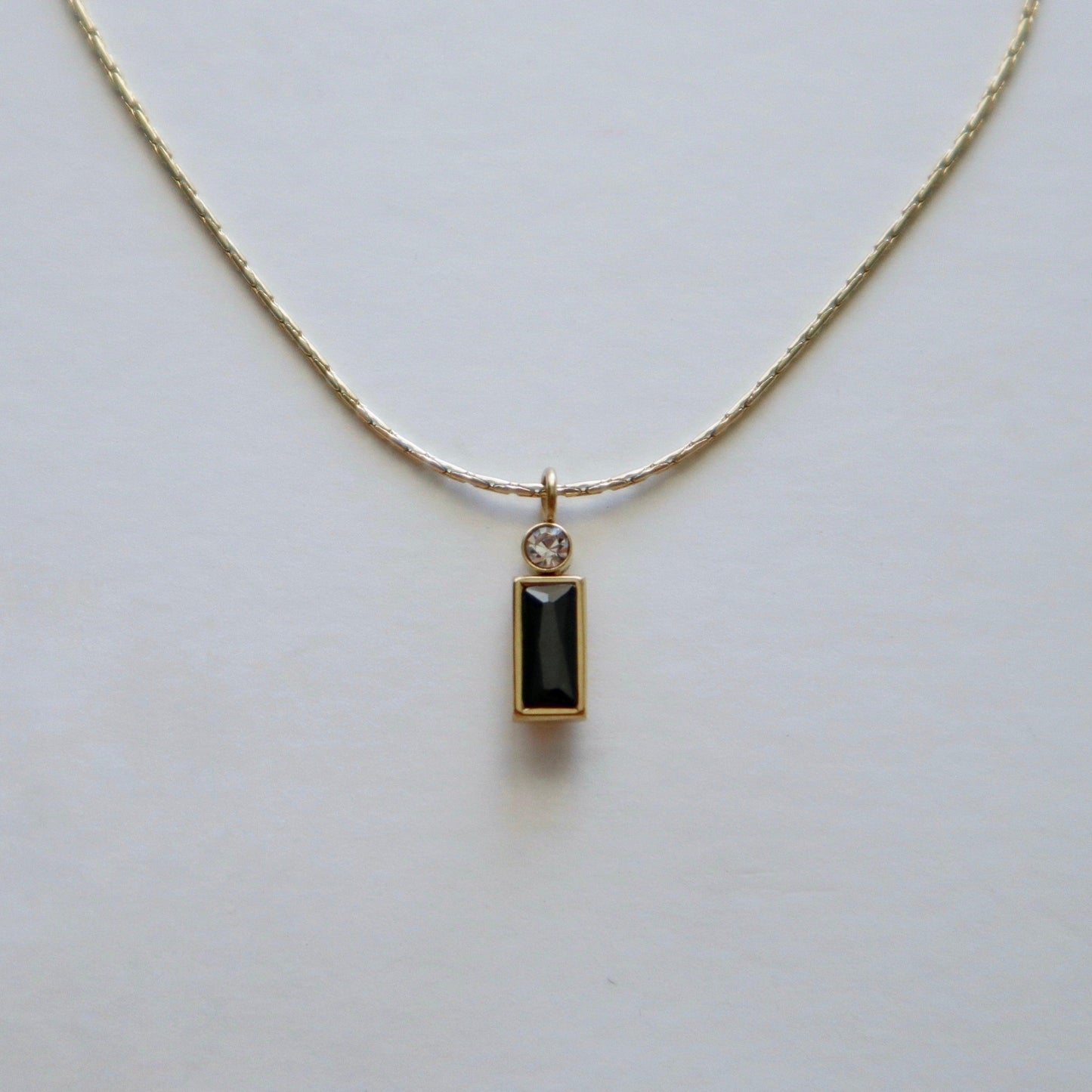 Claire Necklace | Black Gem Pendant Necklace - JESSA JEWELRY | GOLD JEWELRY; dainty, affordable gold everyday jewelry. Tarnish free, water-resistant, hypoallergenic. Jewelry for everyday wear