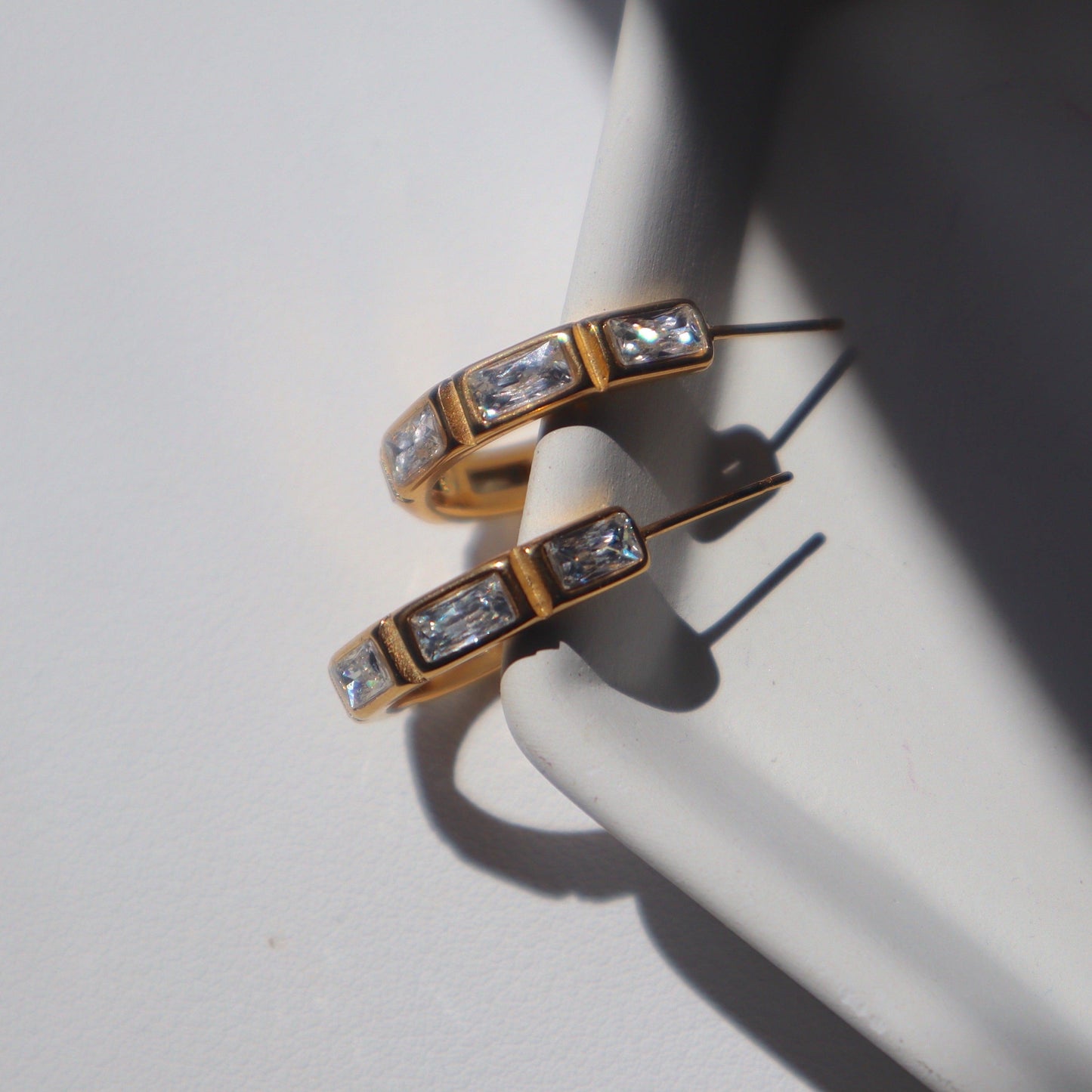 Josephine Hoops | Gold Zircon Hoops - JESSA JEWELRY | GOLD JEWELRY; dainty, affordable gold everyday jewelry. Tarnish free, water-resistant, hypoallergenic. Jewelry for everyday wear
