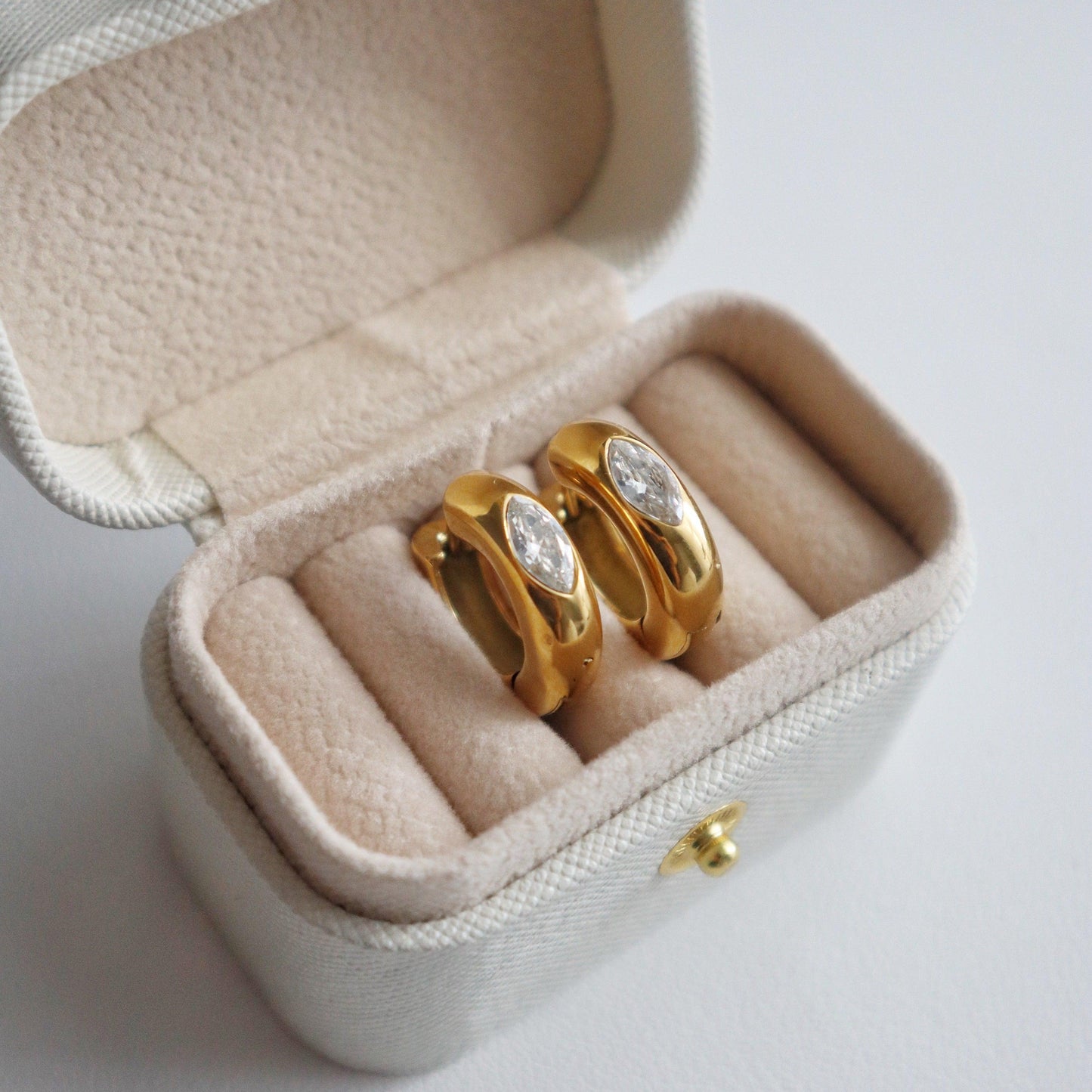 Zoe Hoops | Gold Zircon Hoops - JESSA JEWELRY | GOLD JEWELRY; dainty, affordable gold everyday jewelry. Tarnish free, water-resistant, hypoallergenic. Jewelry for everyday wear