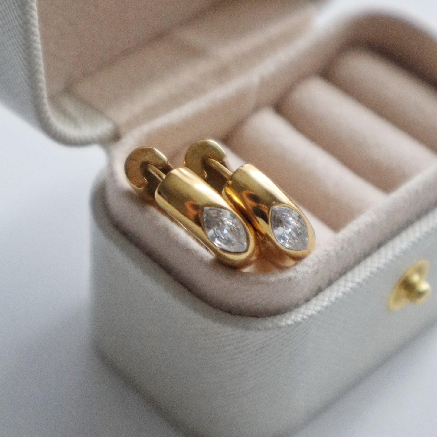 Zoe Hoops | Gold Zircon Hoops - JESSA JEWELRY | GOLD JEWELRY; dainty, affordable gold everyday jewelry. Tarnish free, water-resistant, hypoallergenic. Jewelry for everyday wear
