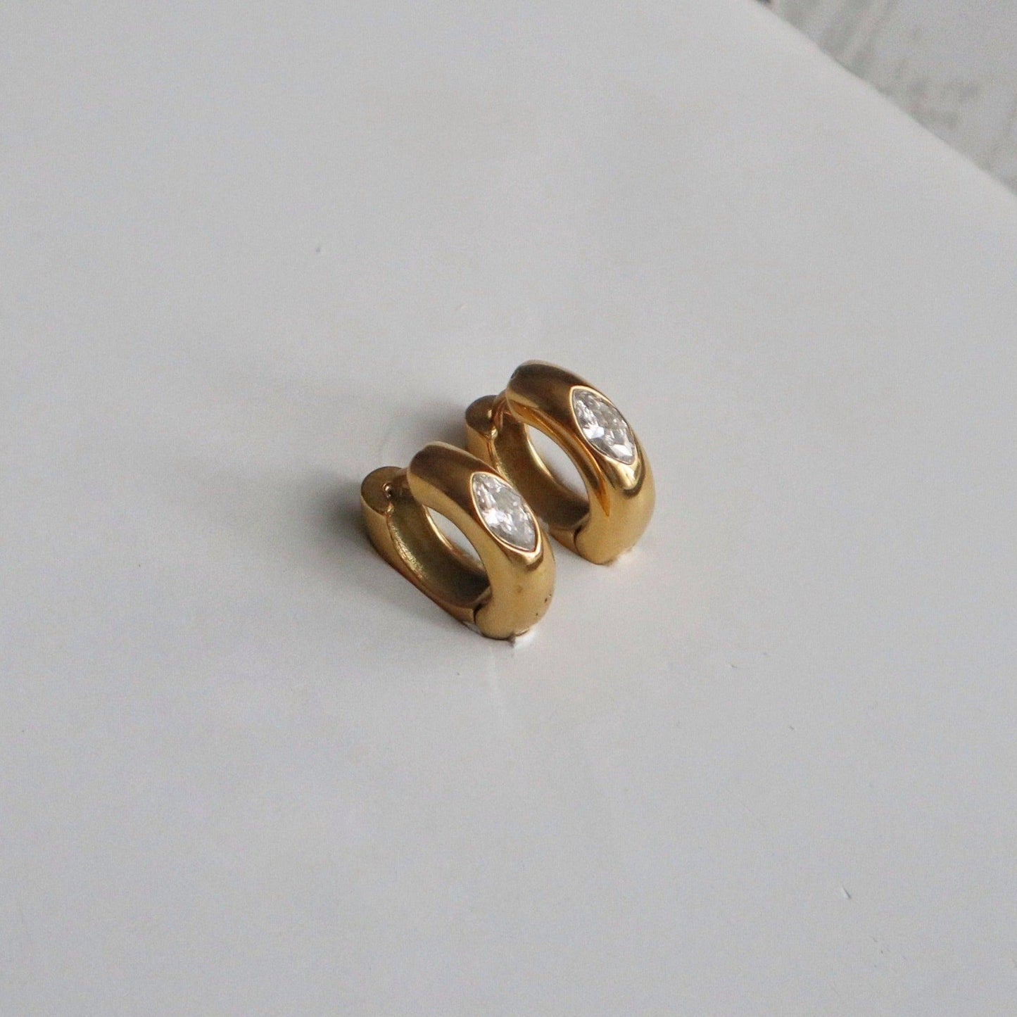 Zoe Hoops | Gold Zircon Hoops - JESSA JEWELRY | GOLD JEWELRY; dainty, affordable gold everyday jewelry. Tarnish free, water-resistant, hypoallergenic. Jewelry for everyday wear