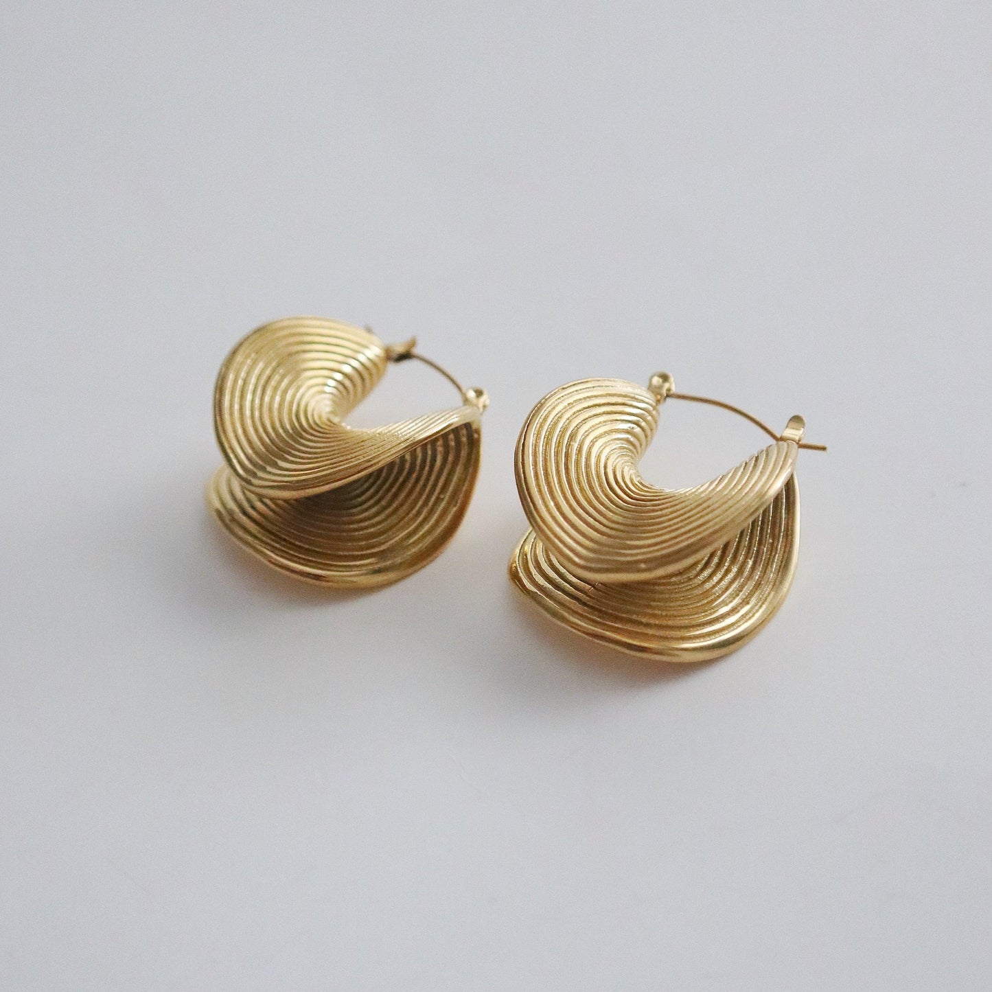 Devon Folded Hoops | Gold Statement Hoops