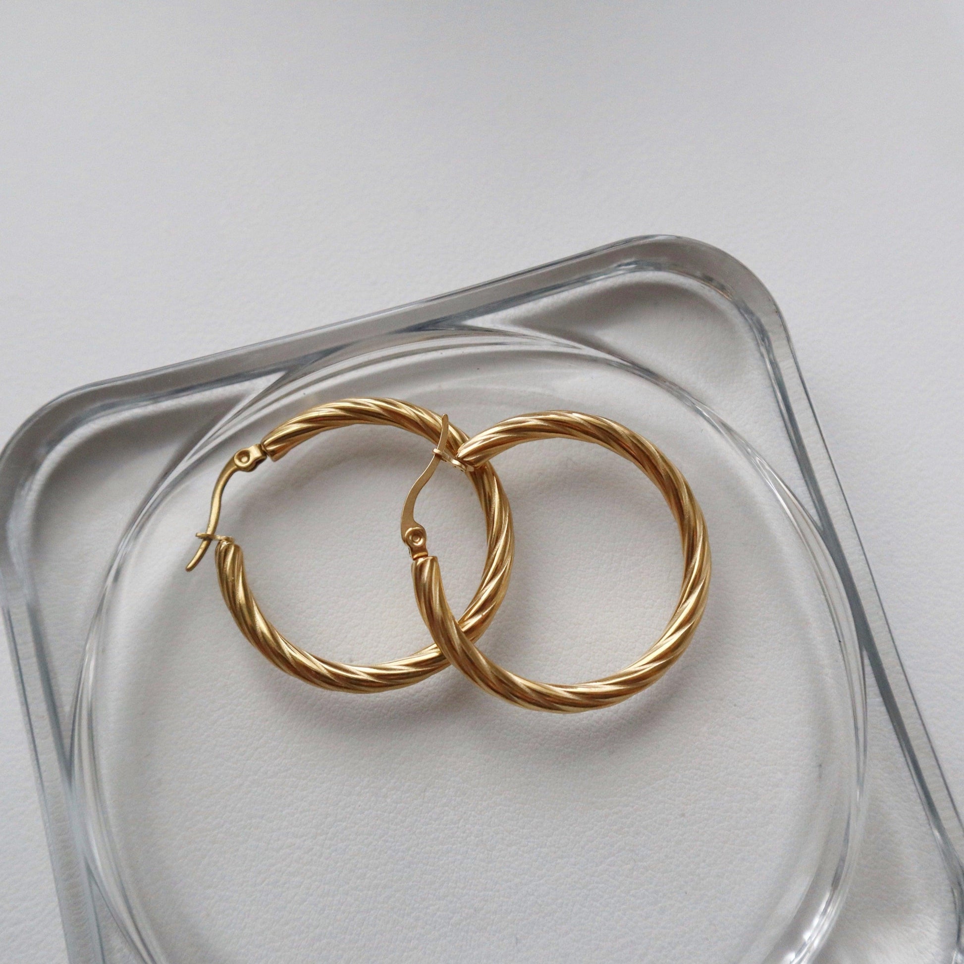 Twisted Hoops - JESSA JEWELRY | GOLD JEWELRY; dainty, affordable gold everyday jewelry. Tarnish free, water-resistant, hypoallergenic. Jewelry for everyday wear