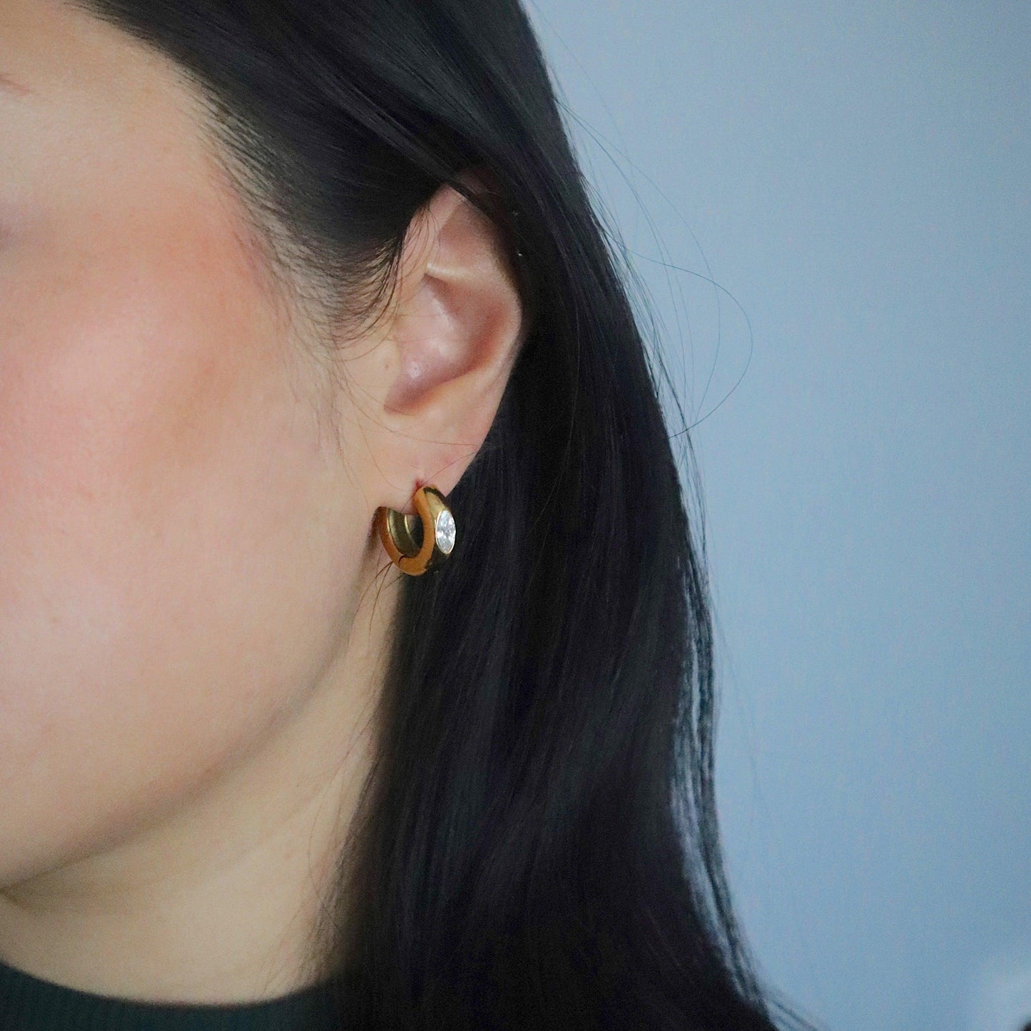 Zoe Hoops | Gold Zircon Hoops