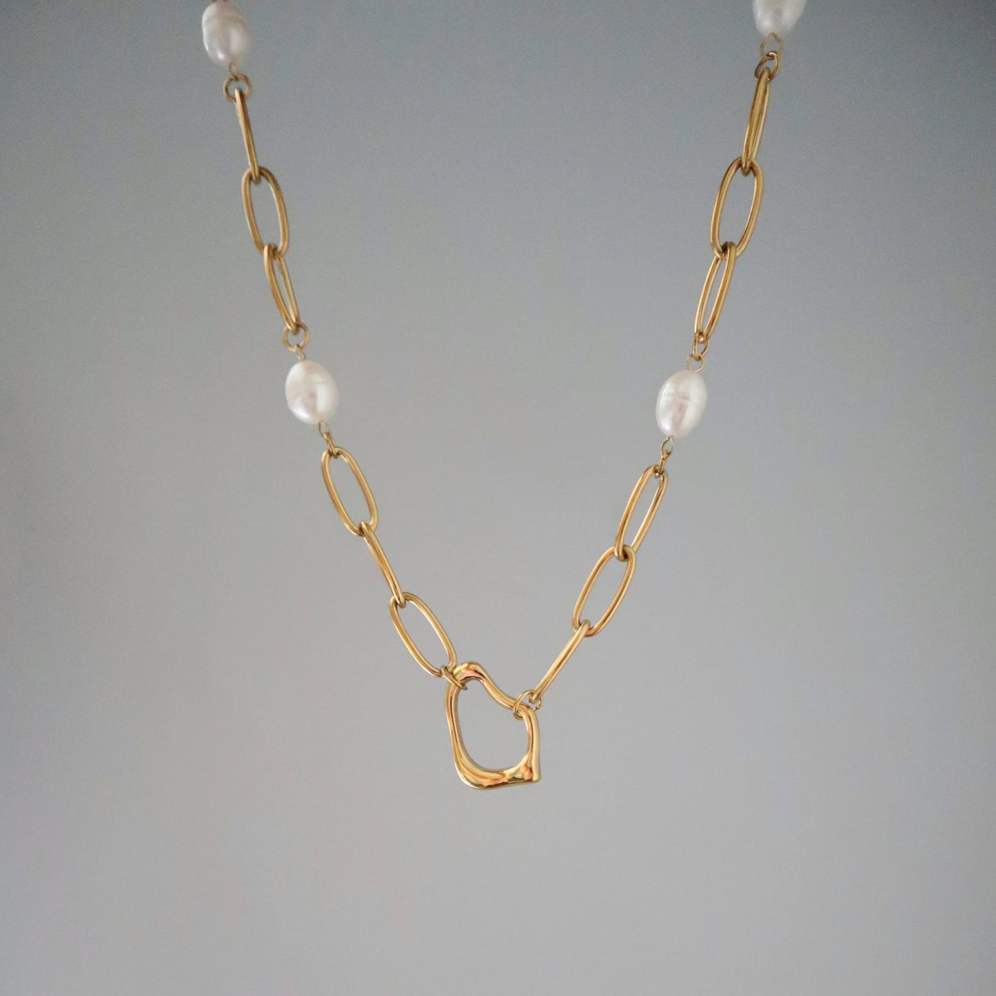 Ayla Pearl Paperclip Necklace | Pearl Accent Necklace