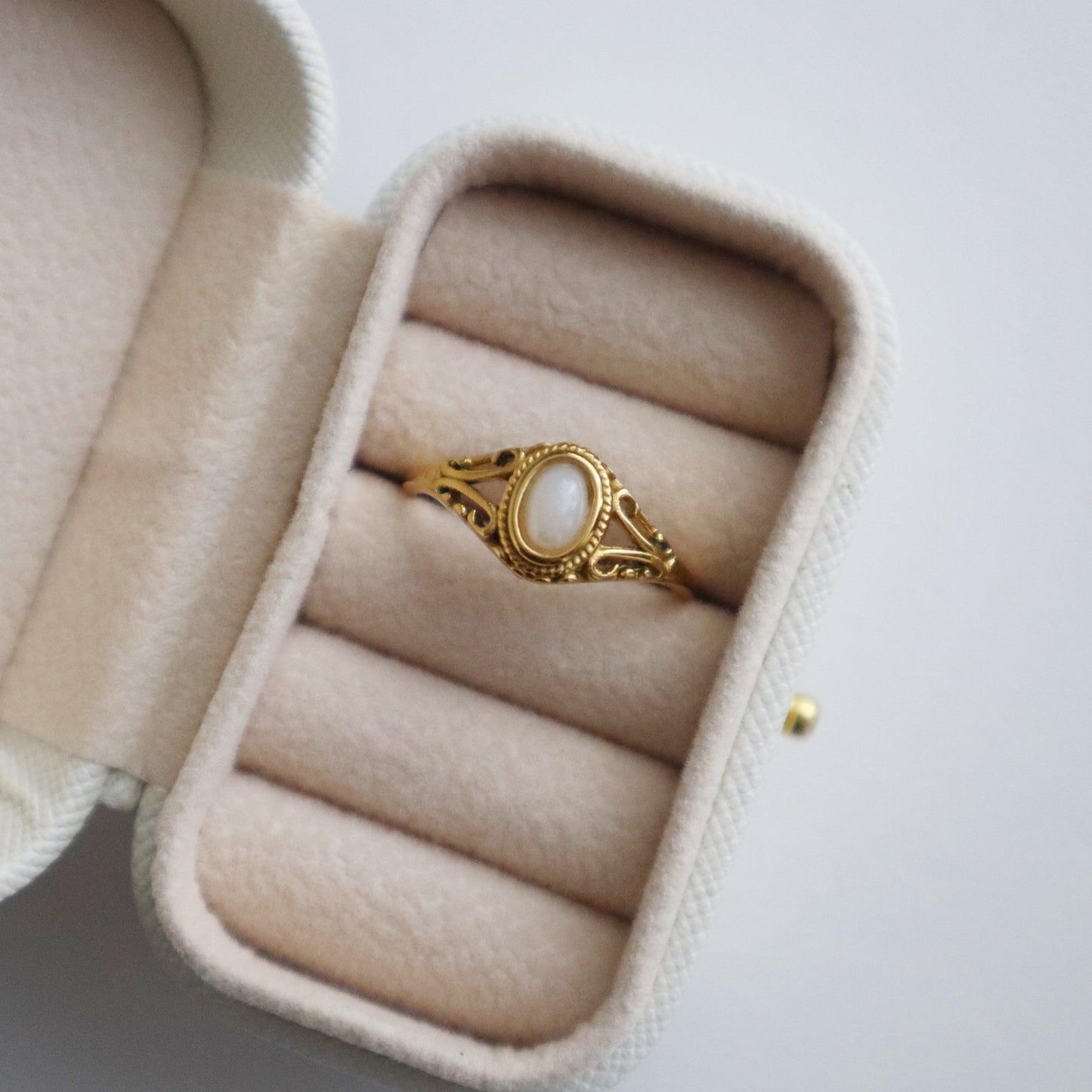 Vintage Pearl Ring - JESSA JEWELRY | GOLD JEWELRY; dainty, affordable gold everyday jewelry. Tarnish free, water-resistant, hypoallergenic. Jewelry for everyday wear