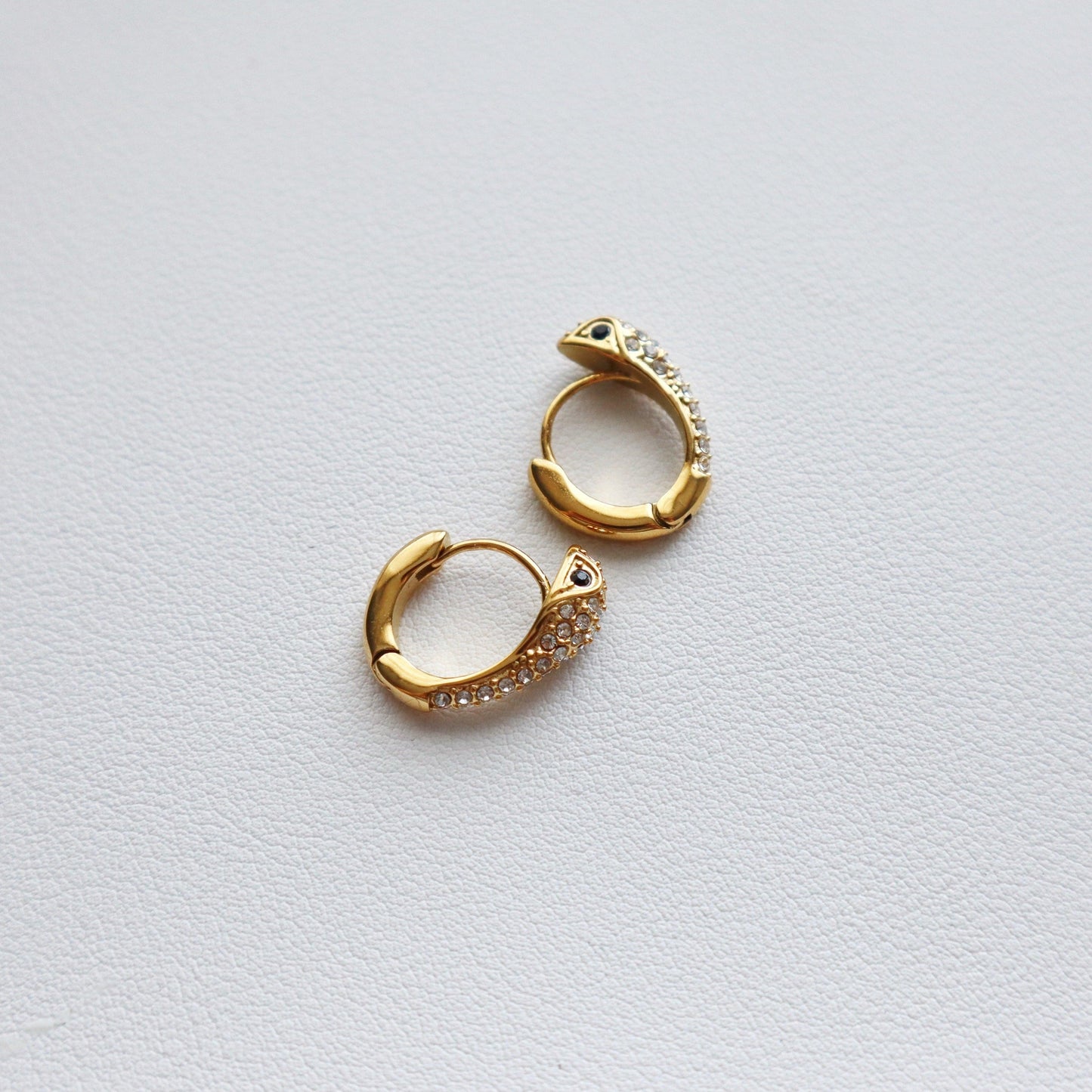 CZ Snake Hoops - JESSA JEWELRY | GOLD JEWELRY; dainty, affordable gold everyday jewelry. Tarnish free, water-resistant, hypoallergenic. Jewelry for everyday wear