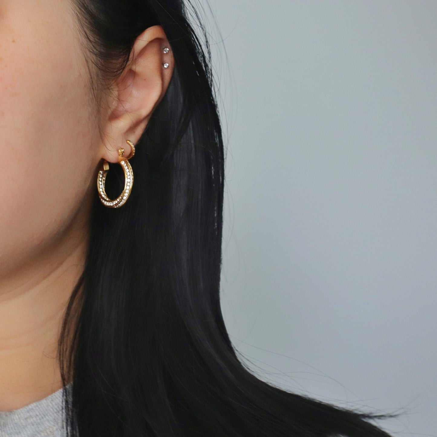 Ellie Hoops | CZ Gold Hoops - JESSA JEWELRY | GOLD JEWELRY; dainty, affordable gold everyday jewelry. Tarnish free, water-resistant, hypoallergenic. Jewelry for everyday wear