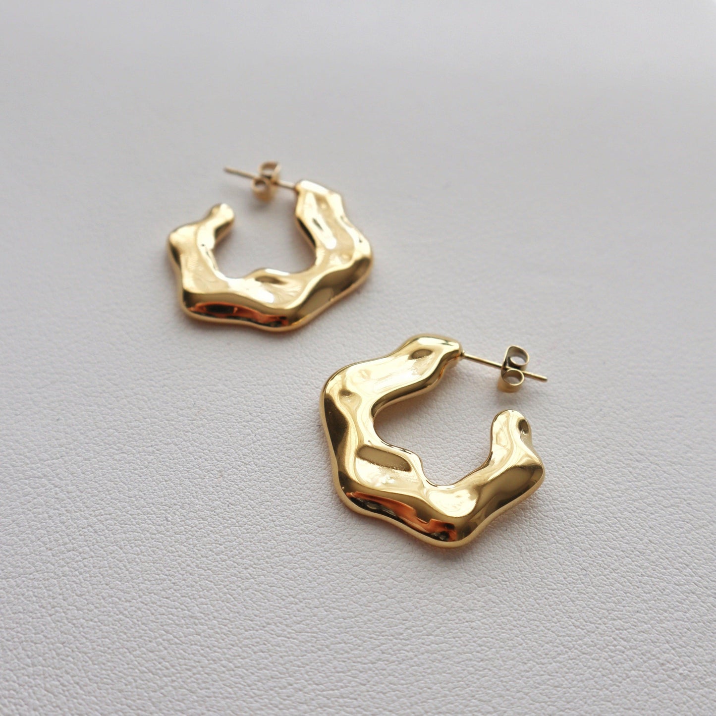 River Hoops | Statement Gold Hoops - JESSA JEWELRY | GOLD JEWELRY; dainty, affordable gold everyday jewelry. Tarnish free, water-resistant, hypoallergenic. Jewelry for everyday wear
