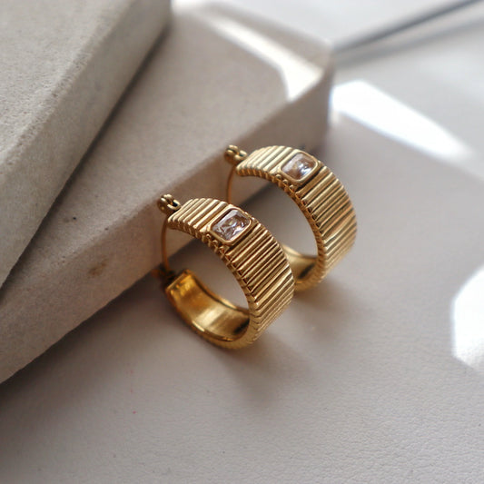 Stella Hoops | Chunky Gold Hoops - JESSA JEWELRY | GOLD JEWELRY; dainty, affordable gold everyday jewelry. Tarnish free, water-resistant, hypoallergenic. Jewelry for everyday wear