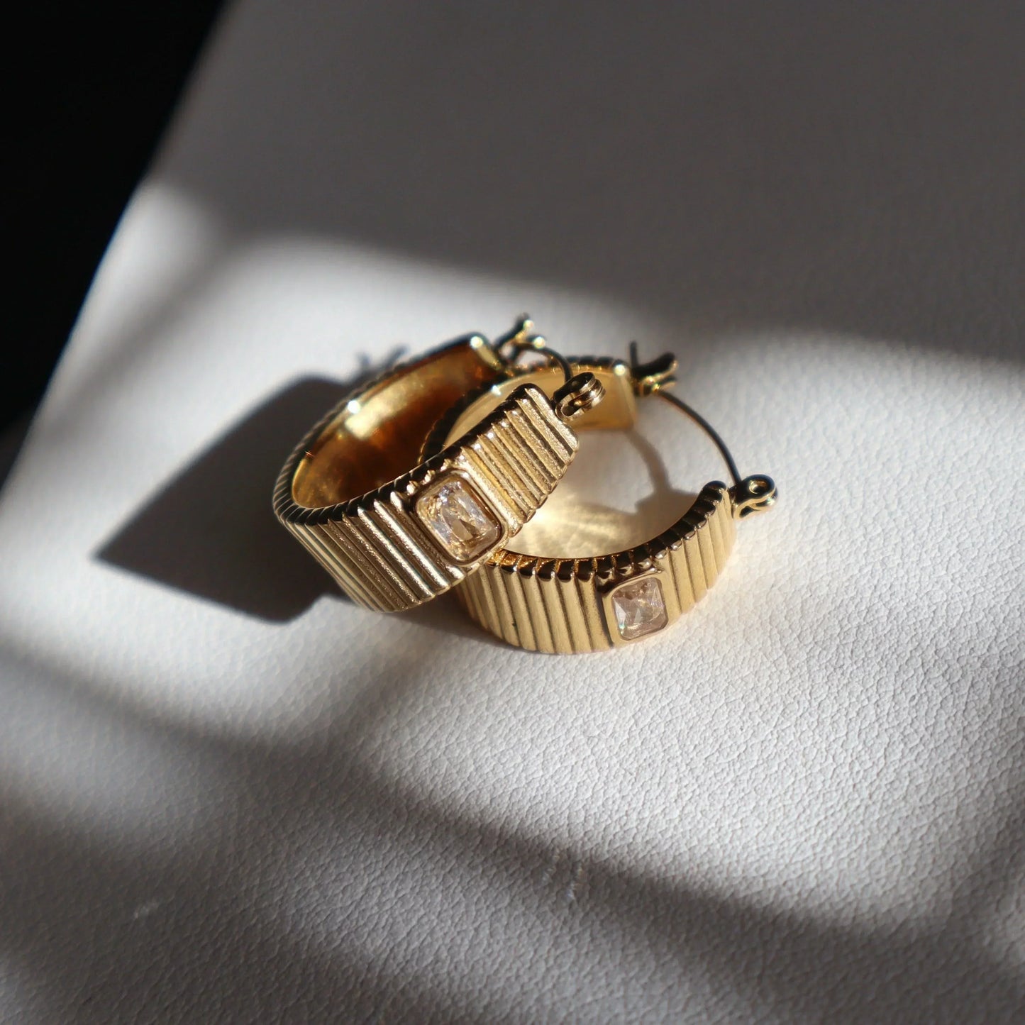 Stella Hoops | Chunky Gold Hoops - JESSA JEWELRY | GOLD JEWELRY; dainty, affordable gold everyday jewelry. Tarnish free, water-resistant, hypoallergenic. Jewelry for everyday wear