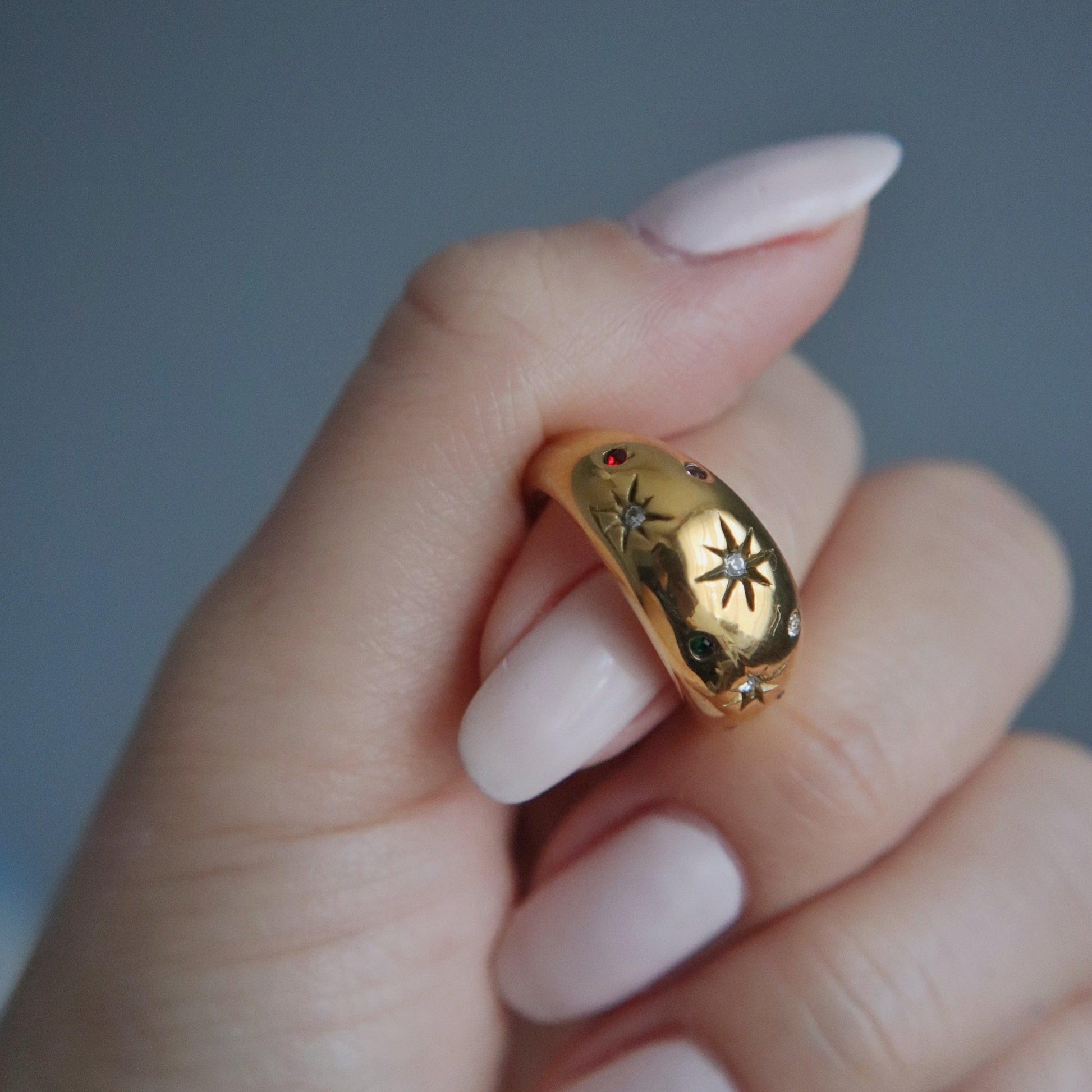 Star Dome Ring - JESSA JEWELRY | GOLD JEWELRY; dainty, affordable gold everyday jewelry. Tarnish free, water-resistant, hypoallergenic. Jewelry for everyday wear