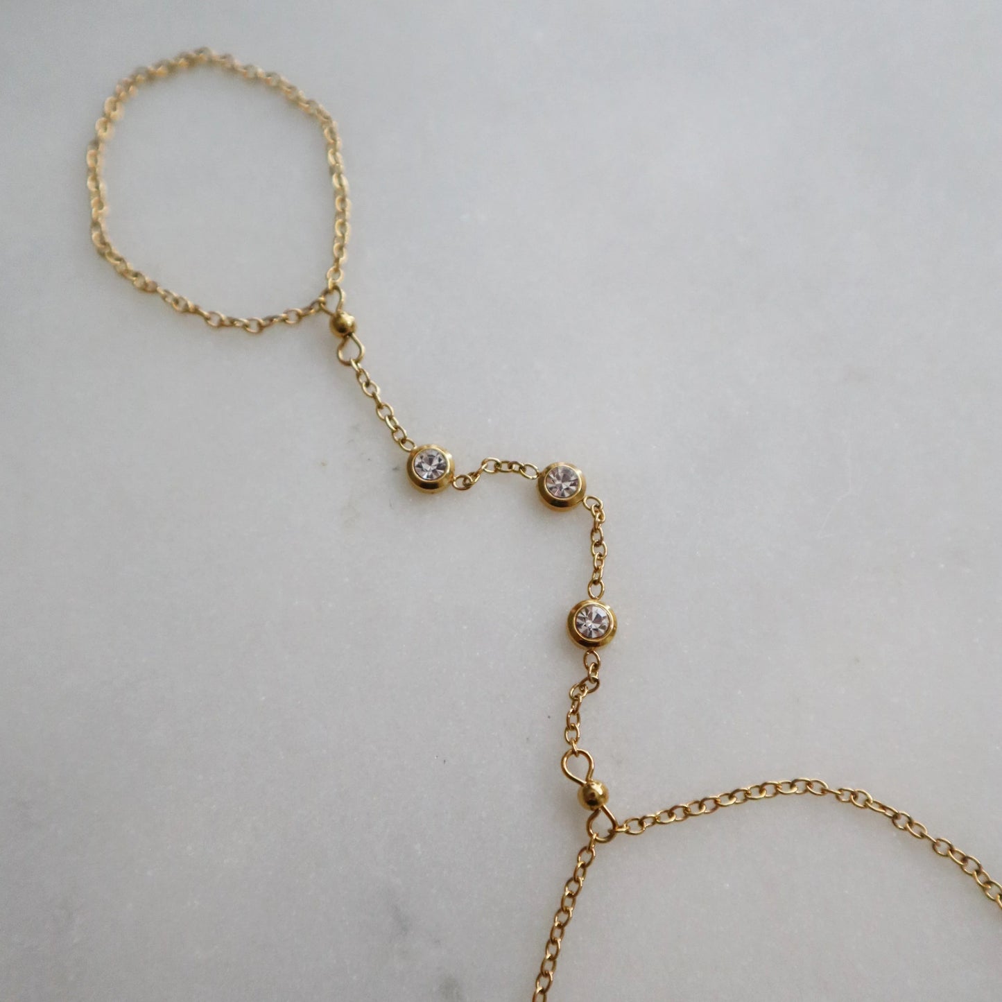 CZ Hand Chain Bracelet | Dainty Ring and Bracelet Chain
