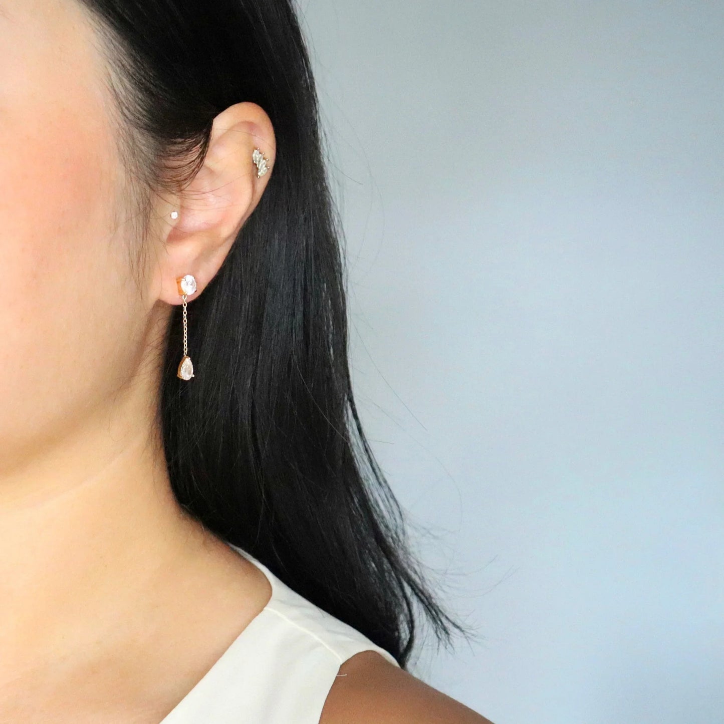 Dewdrop CZ Dangle Earrings | Dainty Drop Earrings