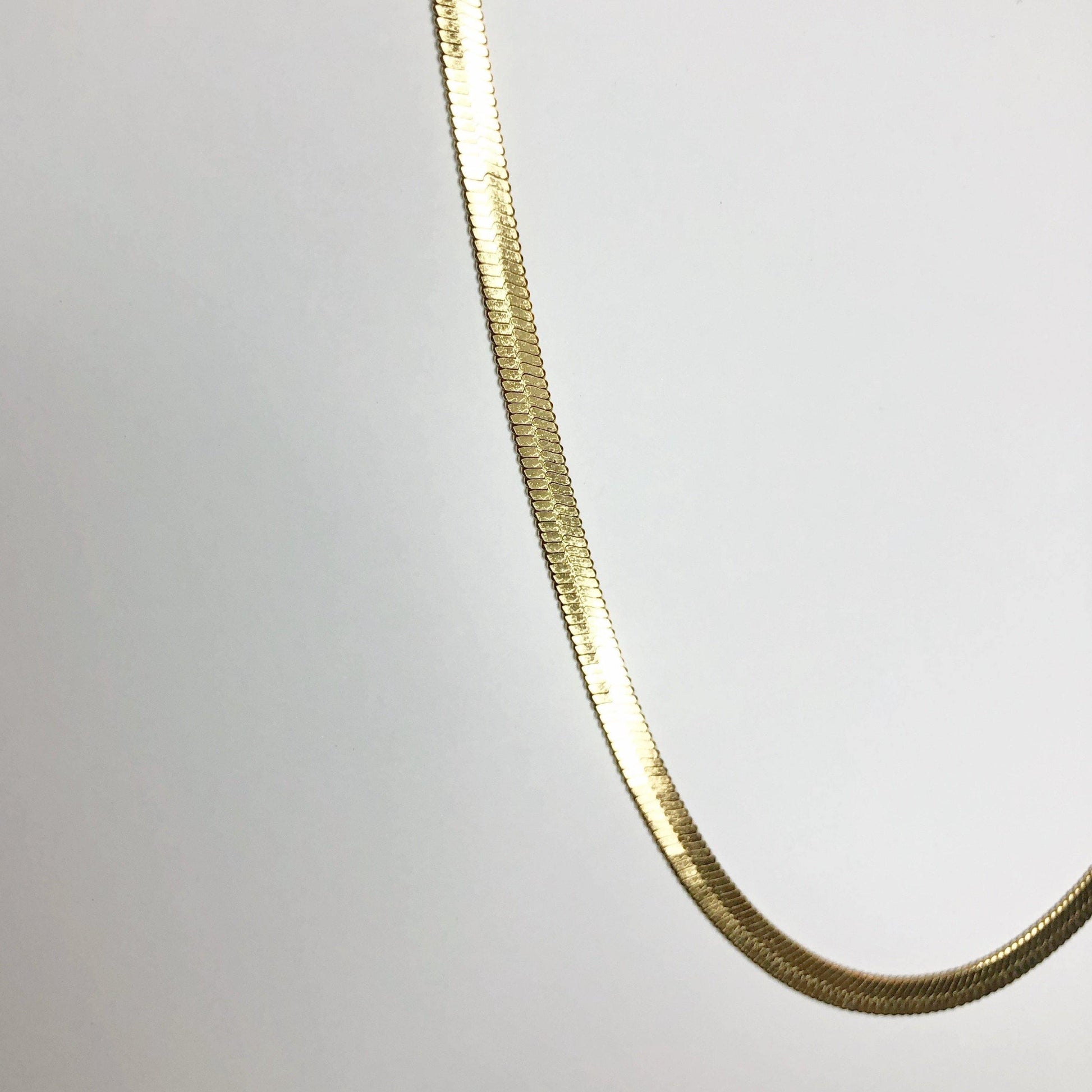 Snake Herringbone Chain | Everyday Chain - JESSA JEWELRY | GOLD JEWELRY; dainty, affordable gold everyday jewelry. Tarnish free, water-resistant, hypoallergenic. Jewelry for everyday wear