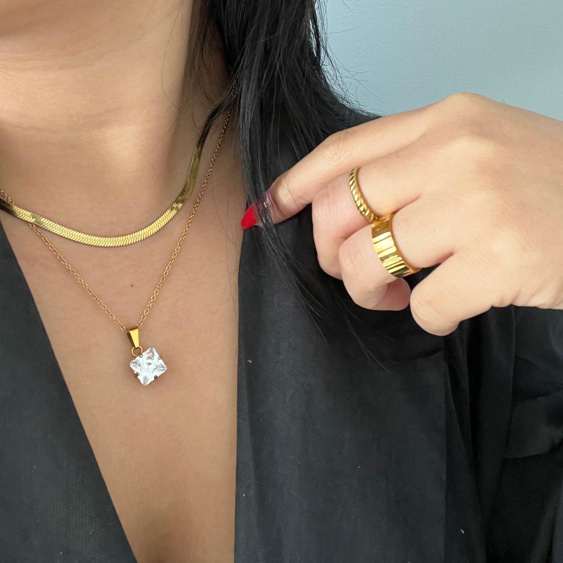 Snake Herringbone Chain | Everyday Chain - JESSA JEWELRY | GOLD JEWELRY; dainty, affordable gold everyday jewelry. Tarnish free, water-resistant, hypoallergenic. Jewelry for everyday wear