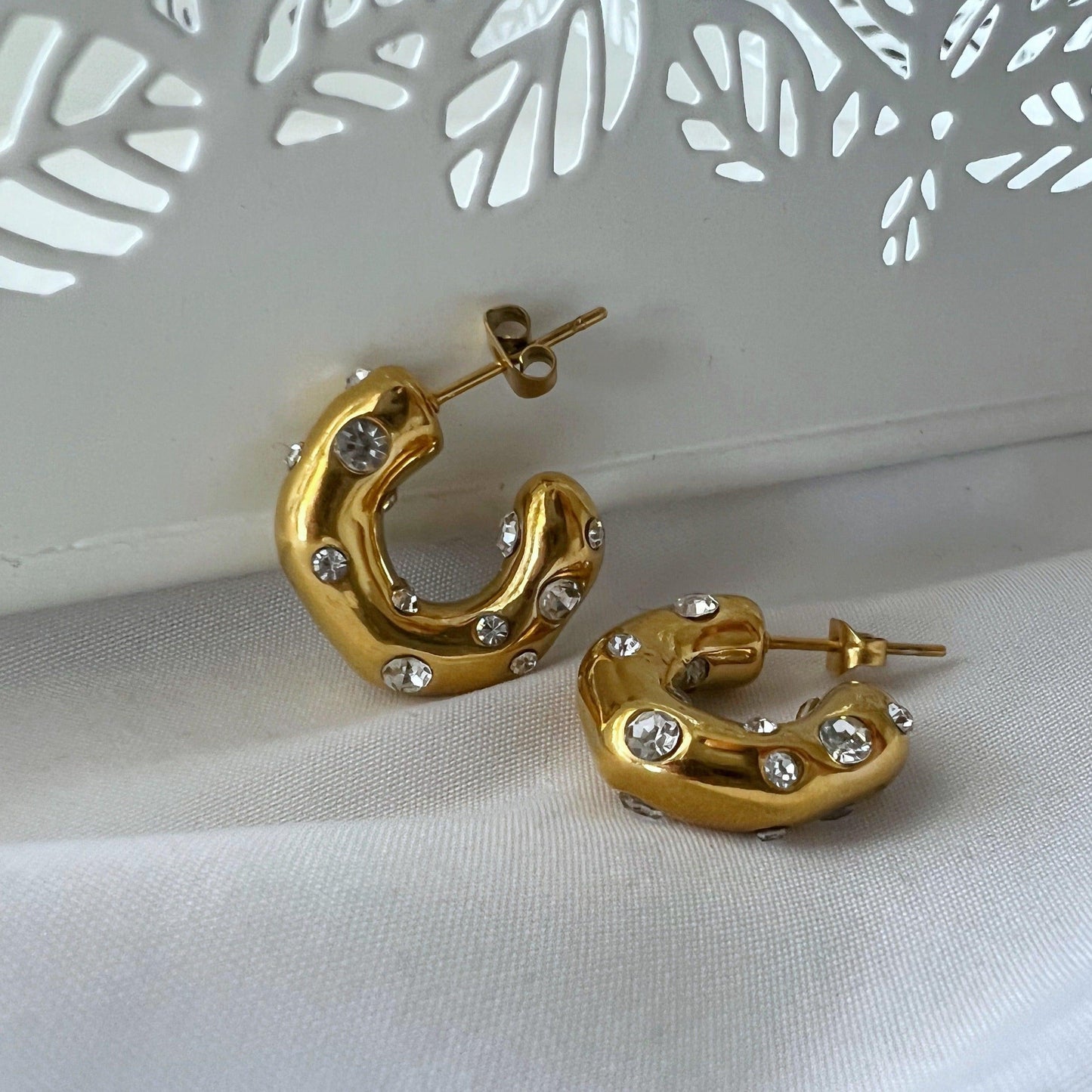 Dazzle Hoops | CZ Chunky Hoops - JESSA JEWELRY | GOLD JEWELRY; dainty, affordable gold everyday jewelry. Tarnish free, water-resistant, hypoallergenic. Jewelry for everyday wear