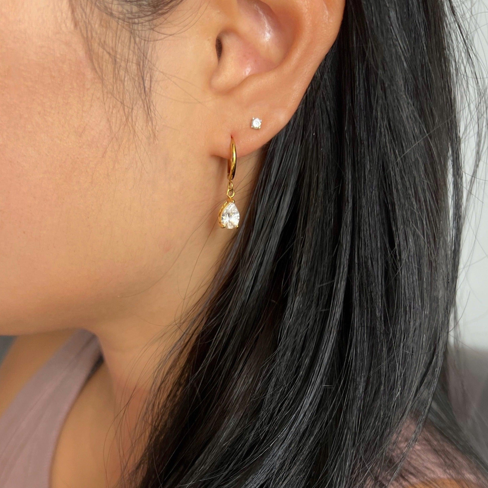 Teardrop Huggies - JESSA JEWELRY | GOLD JEWELRY; dainty, affordable gold everyday jewelry. Tarnish free, water-resistant, hypoallergenic. Jewelry for everyday wear