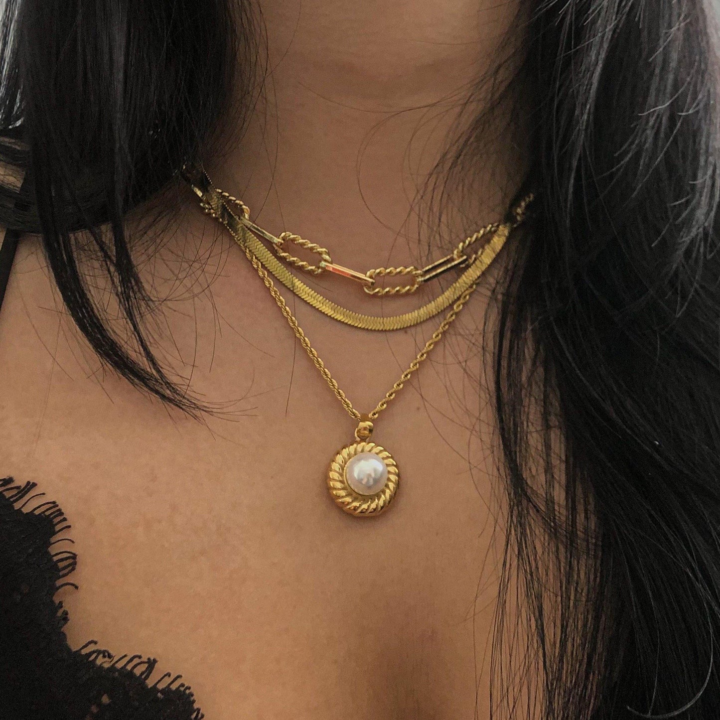 Perla Necklace | Pearl Pendant Necklace - JESSA JEWELRY | GOLD JEWELRY; dainty, affordable gold everyday jewelry. Tarnish free, water-resistant, hypoallergenic. Jewelry for everyday wear