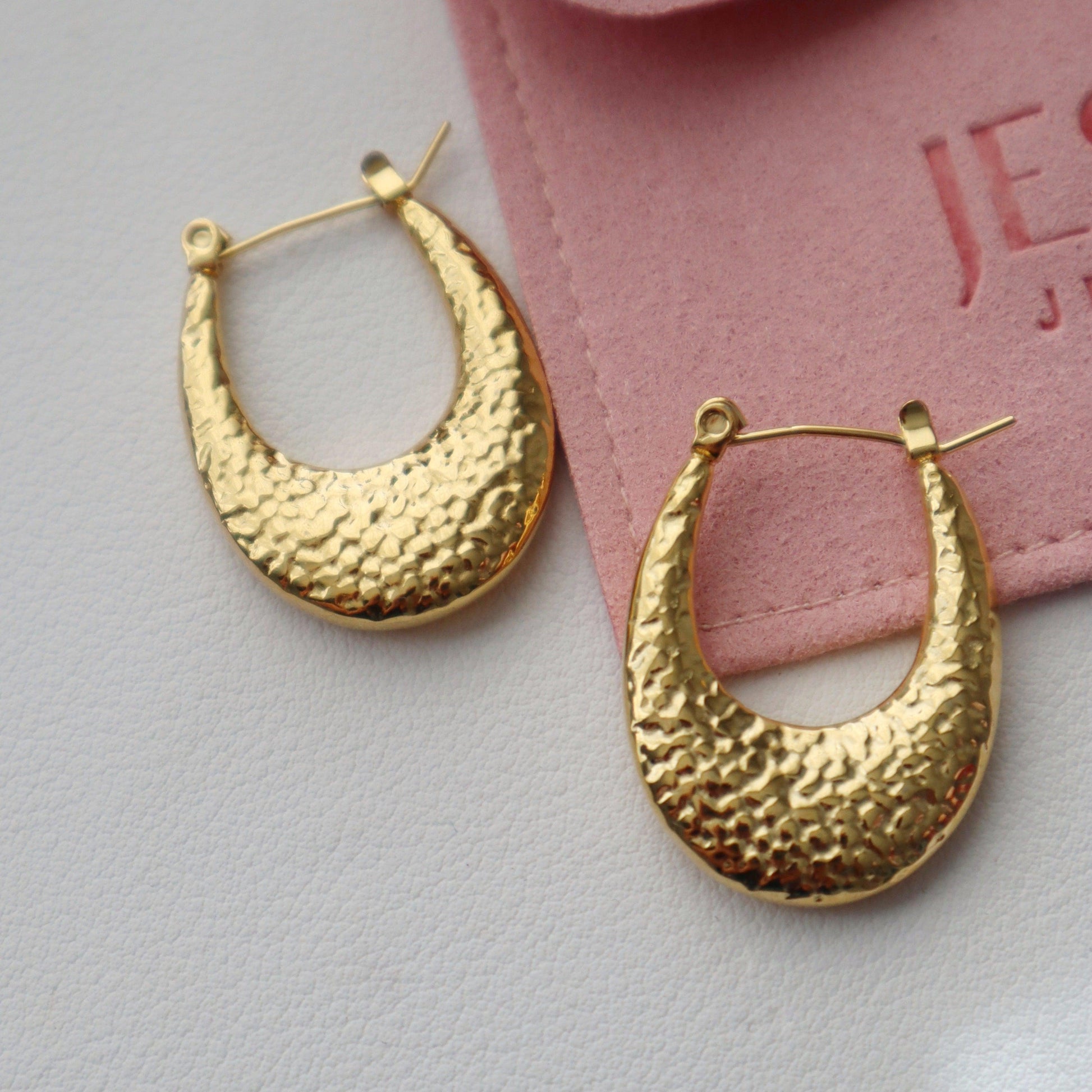 Lani Hoops | Gold Textured Hoops - JESSA JEWELRY | GOLD JEWELRY; dainty, affordable gold everyday jewelry. Tarnish free, water-resistant, hypoallergenic. Jewelry for everyday wear