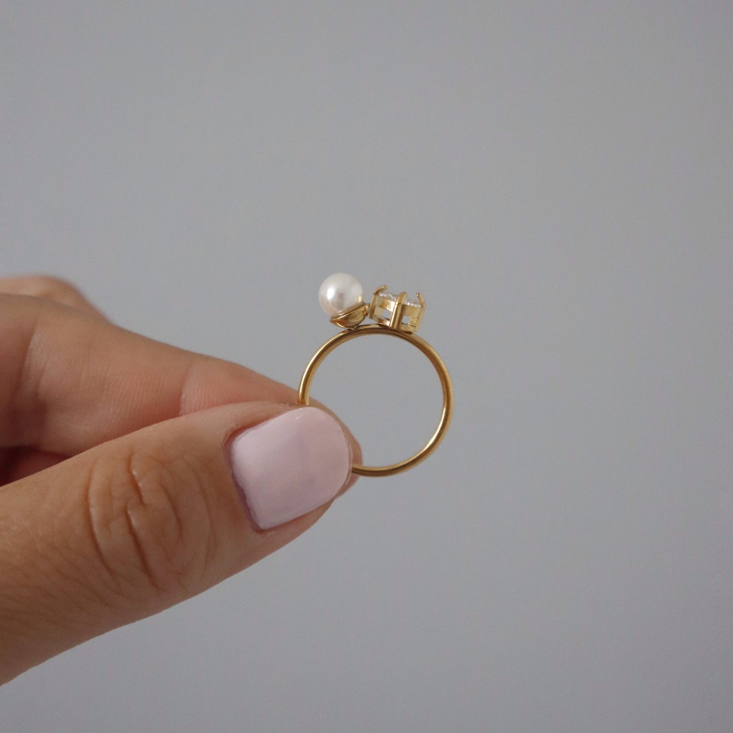 Pearl and Teardrop Duo Ring