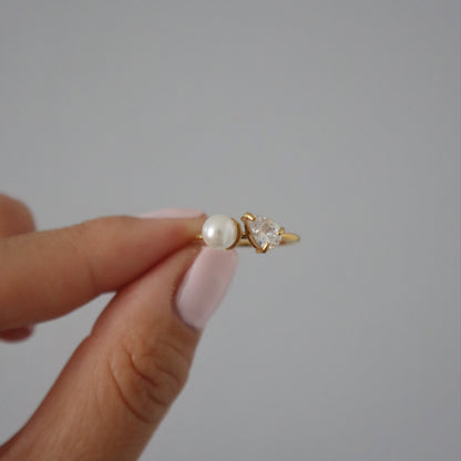 Pearl and Teardrop Duo Ring