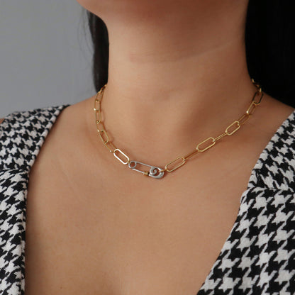 Safety Pin Paperclip Necklace | Two-toned Necklace