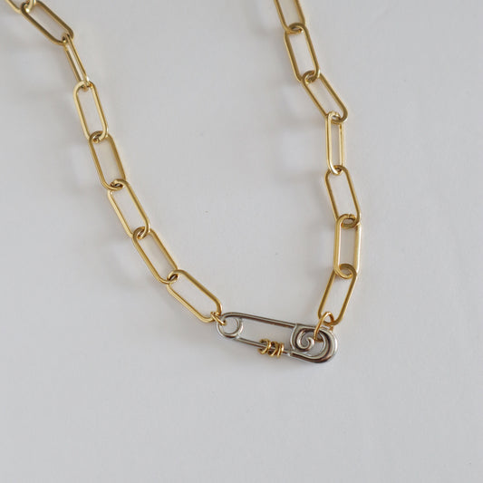 Safety Pin Paperclip Necklace | Two-toned Necklace