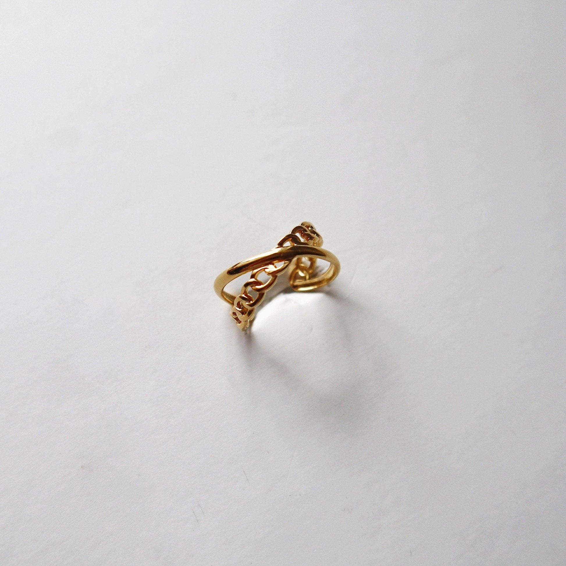 Linked Crossover Ring | Adjustable Ring - JESSA JEWELRY | GOLD JEWELRY; dainty, affordable gold everyday jewelry. Tarnish free, water-resistant, hypoallergenic. Jewelry for everyday wear