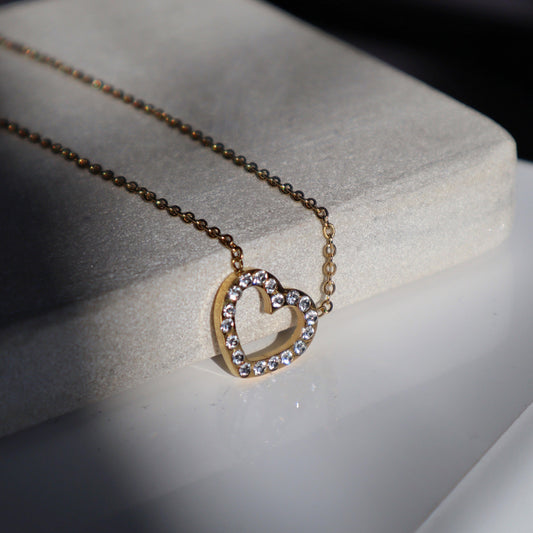Studded Heart Necklace - JESSA JEWELRY | GOLD JEWELRY; dainty, affordable gold everyday jewelry. Tarnish free, water-resistant, hypoallergenic. Jewelry for everyday wear