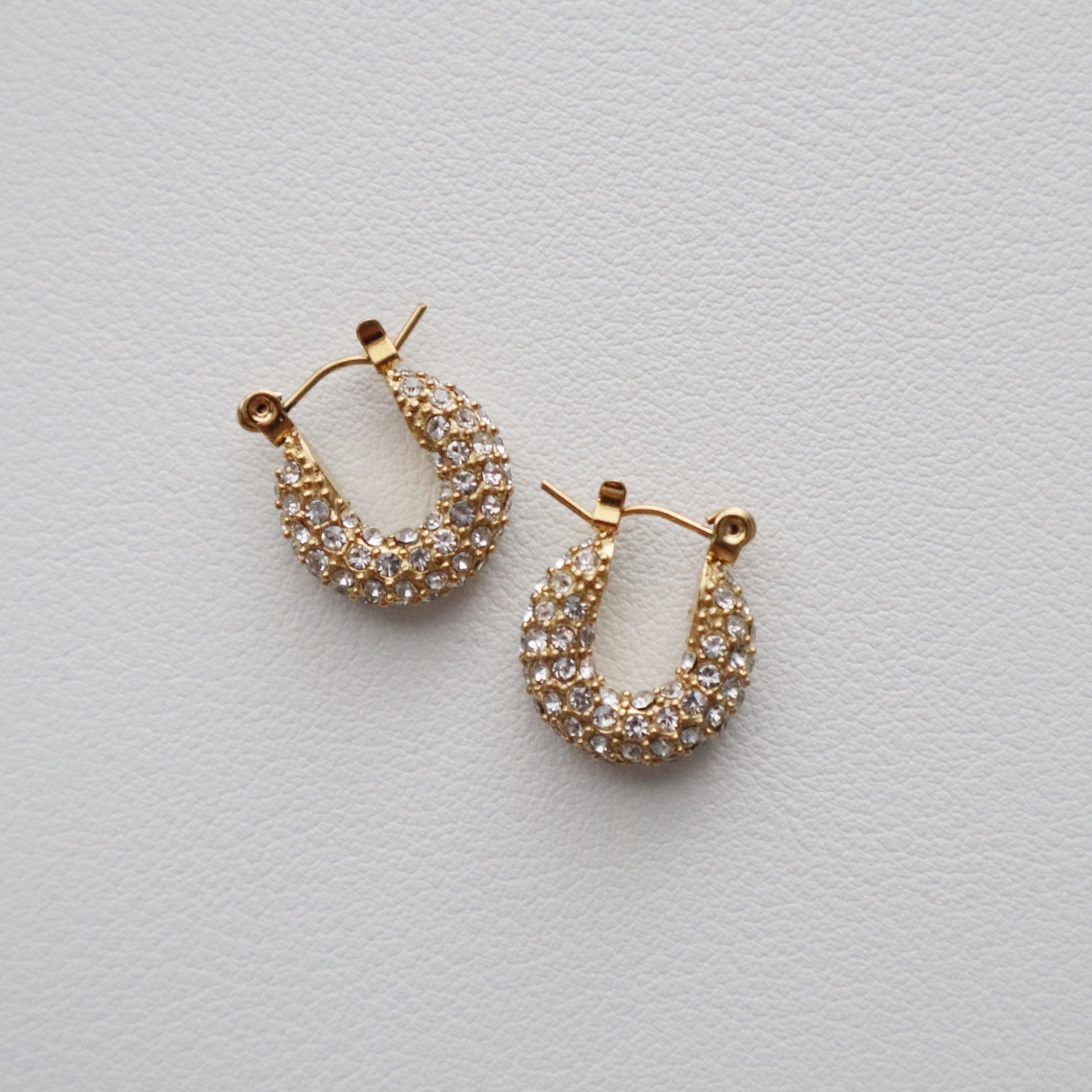 Aria Pave Hoops - JESSA JEWELRY | GOLD JEWELRY; dainty, affordable gold everyday jewelry. Tarnish free, water-resistant, hypoallergenic. Jewelry for everyday wear