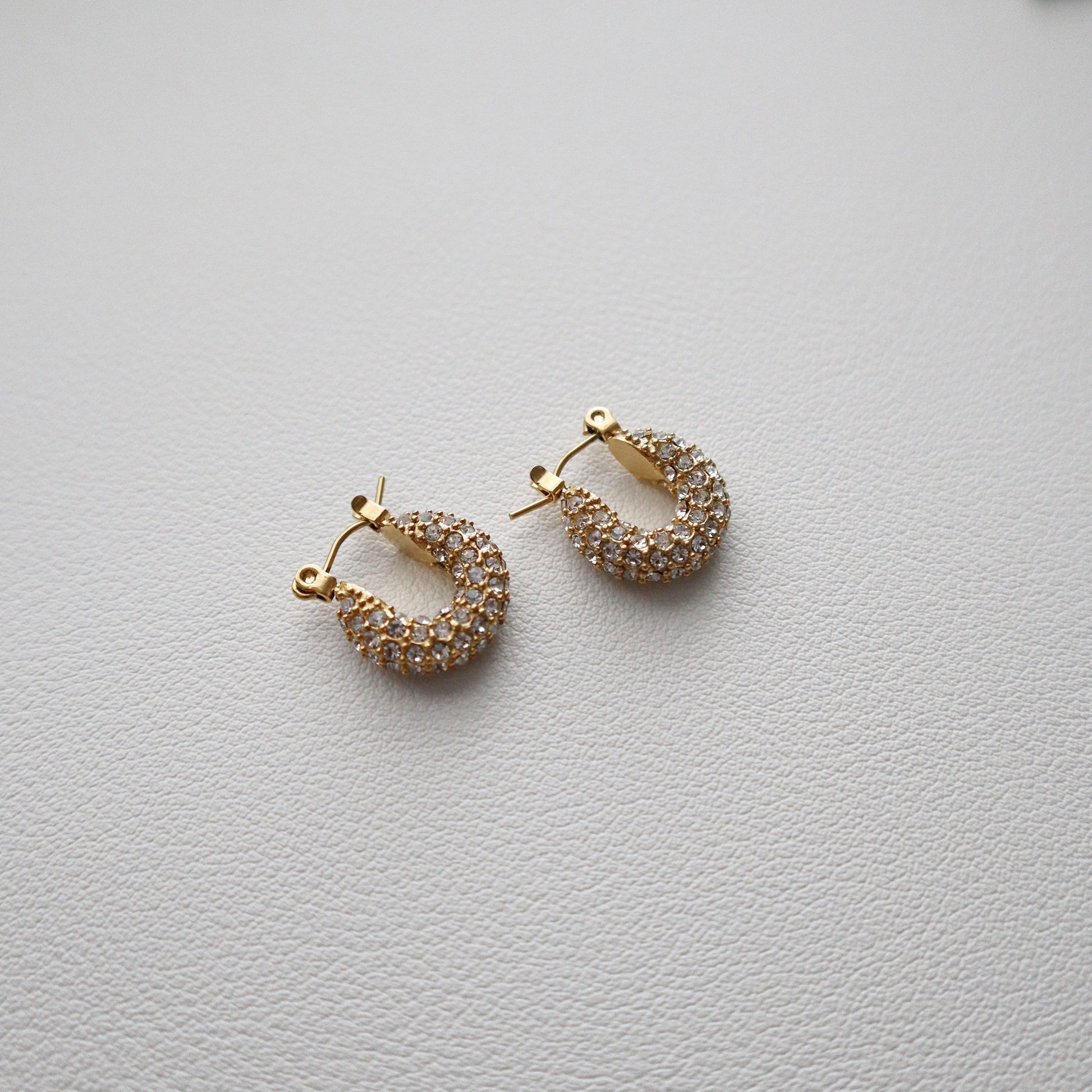 Aria Pave Hoops - JESSA JEWELRY | GOLD JEWELRY; dainty, affordable gold everyday jewelry. Tarnish free, water-resistant, hypoallergenic. Jewelry for everyday wear