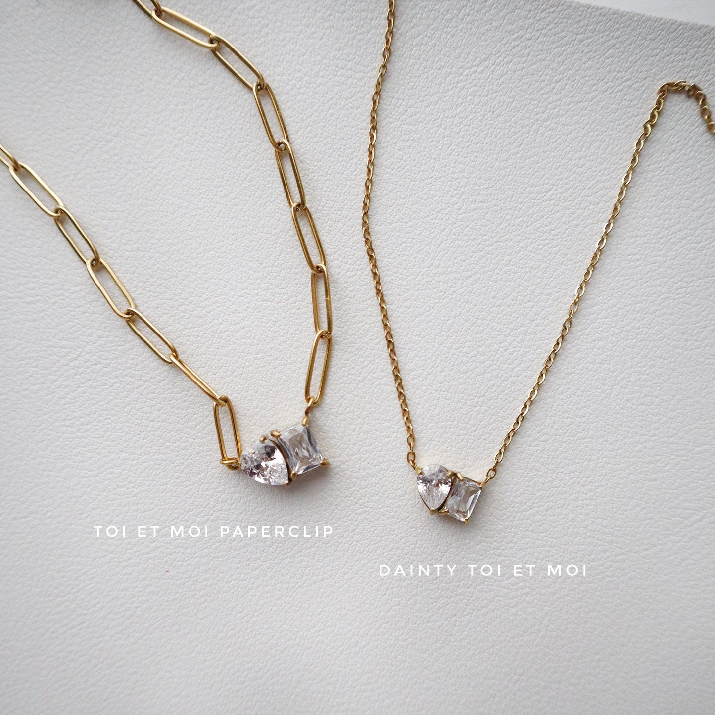 Dainty Toi et Moi Necklace | Pendant Necklace - JESSA JEWELRY | GOLD JEWELRY; dainty, affordable gold everyday jewelry. Tarnish free, water-resistant, hypoallergenic. Jewelry for everyday wear