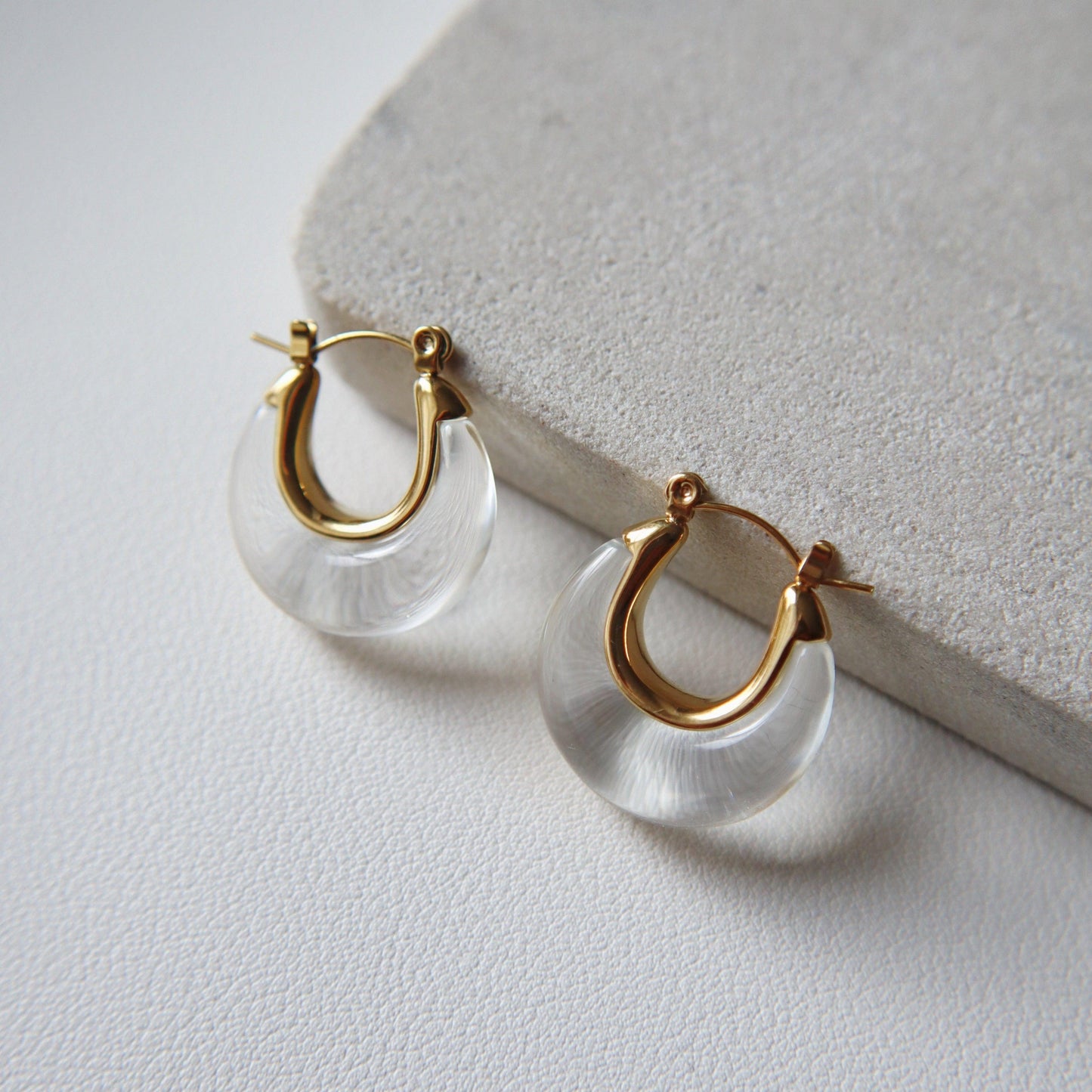 Millie Acrylic Hoops - JESSA JEWELRY | GOLD JEWELRY; dainty, affordable gold everyday jewelry. Tarnish free, water-resistant, hypoallergenic. Jewelry for everyday wear