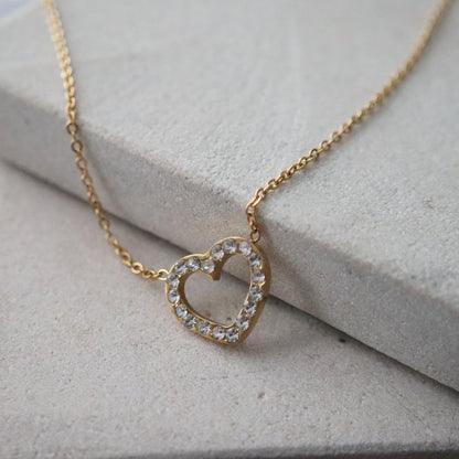 Studded Heart Necklace - JESSA JEWELRY | GOLD JEWELRY; dainty, affordable gold everyday jewelry. Tarnish free, water-resistant, hypoallergenic. Jewelry for everyday wear