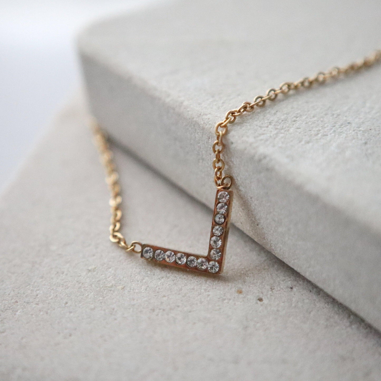 V Necklace - JESSA JEWELRY | GOLD JEWELRY; dainty, affordable gold everyday jewelry. Tarnish free, water-resistant, hypoallergenic. Jewelry for everyday wear