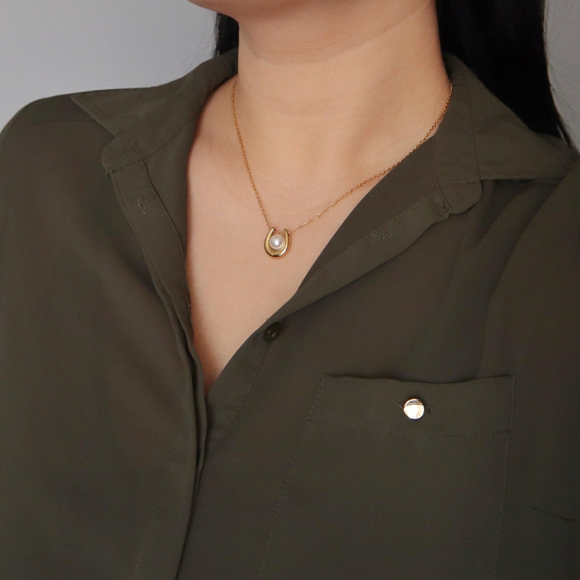 Ava Pearl Necklace | Pearl Pendant Necklace - JESSA JEWELRY | GOLD JEWELRY; dainty, affordable gold everyday jewelry. Tarnish free, water-resistant, hypoallergenic. Jewelry for everyday wear
