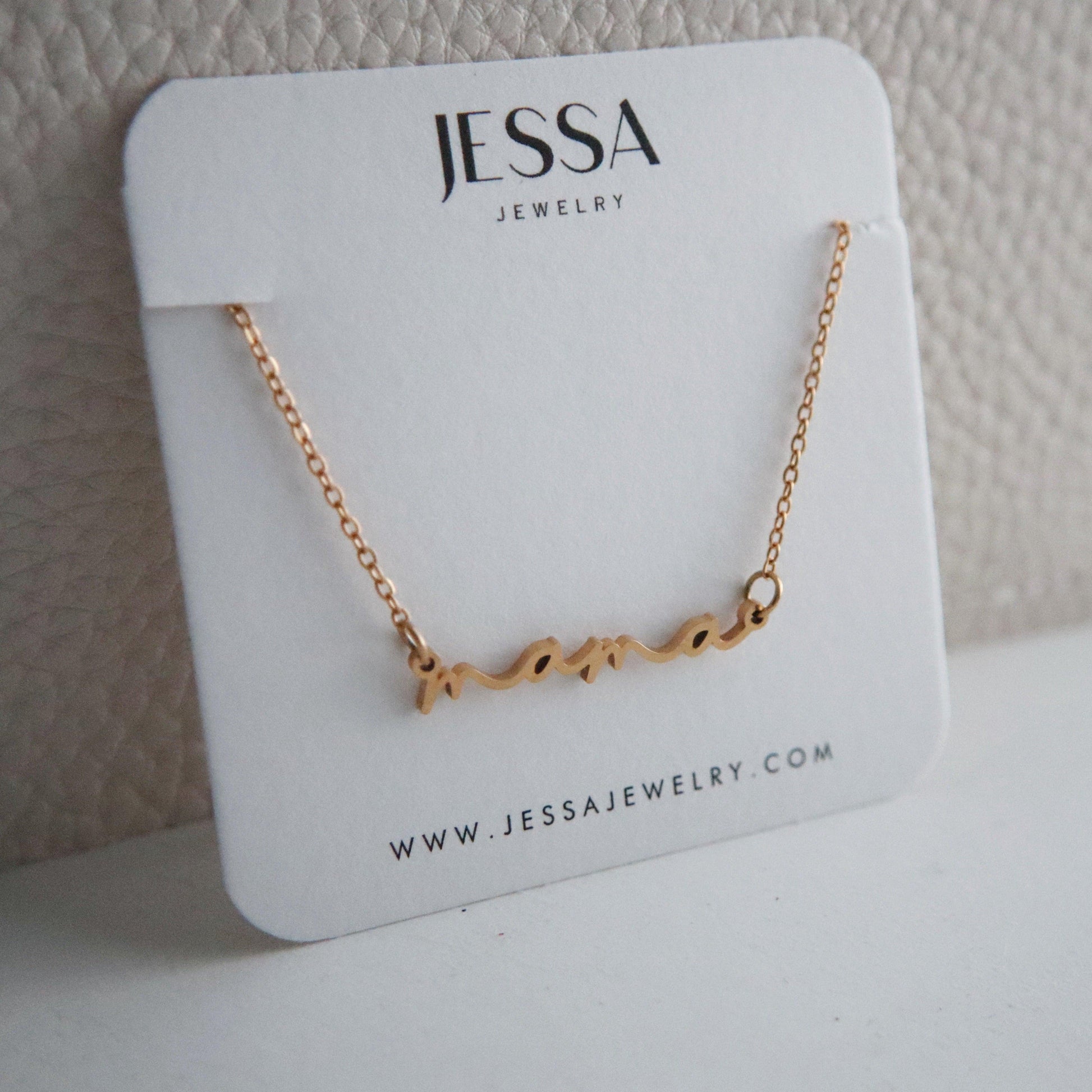 Dainty Mama Necklace - JESSA JEWELRY | GOLD JEWELRY; dainty, affordable gold everyday jewelry. Tarnish free, water-resistant, hypoallergenic. Jewelry for everyday wear