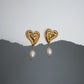 Pearl Drop Heart Earrings - JESSA JEWELRY | GOLD JEWELRY; dainty, affordable gold everyday jewelry. Tarnish free, water-resistant, hypoallergenic. Jewelry for everyday wear