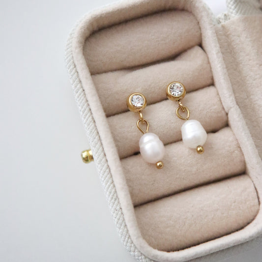 Isla Earrings | Dainty CZ Pearl Drop Earrings