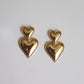 Double Heart Drop Earrings - JESSA JEWELRY | GOLD JEWELRY; dainty, affordable gold everyday jewelry. Tarnish free, water-resistant, hypoallergenic. Jewelry for everyday wear