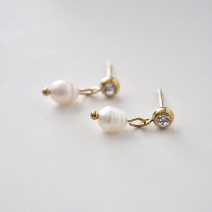 Isla Earrings | Dainty CZ Pearl Drop Earrings