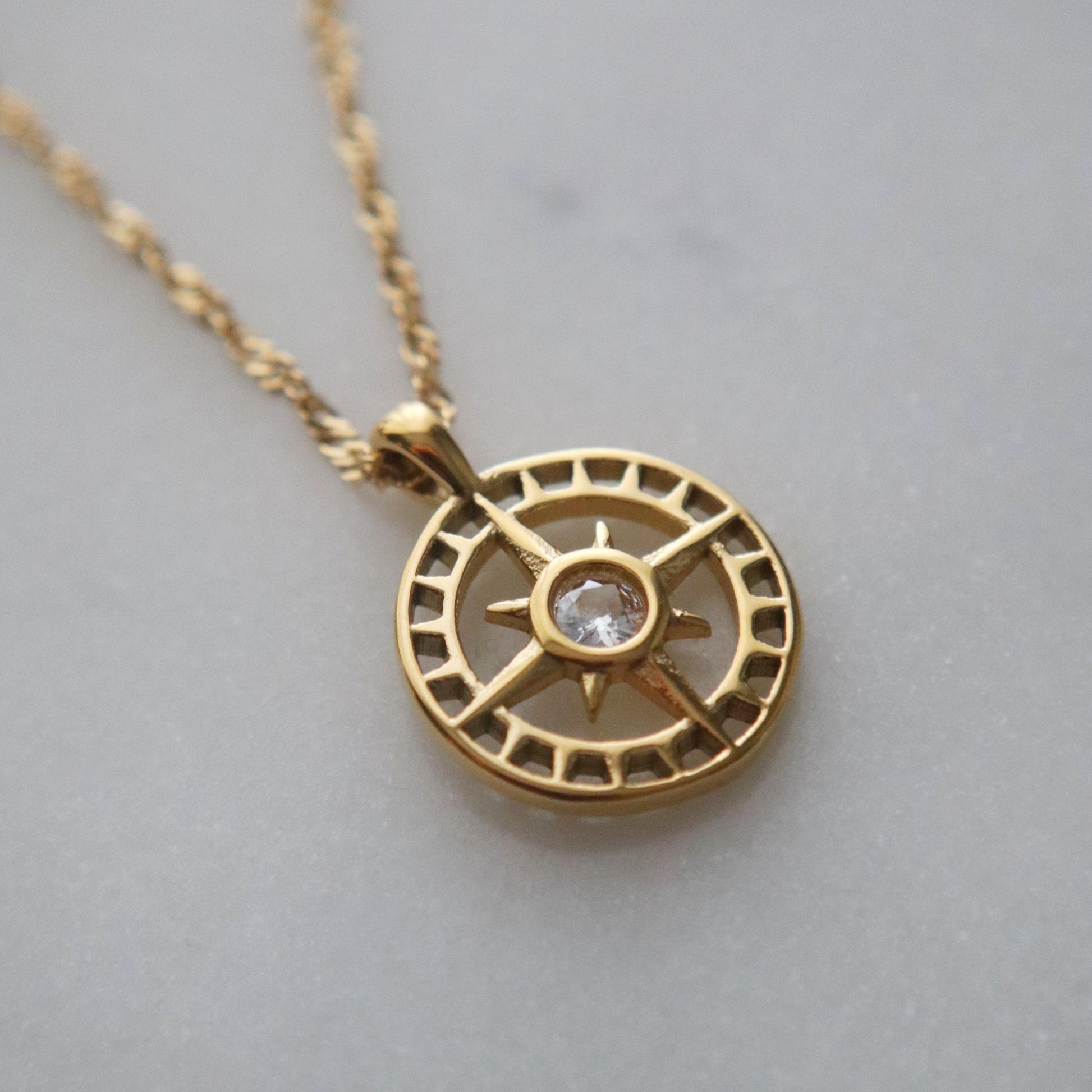 Compass Necklace | Pendant Necklace - JESSA JEWELRY | GOLD JEWELRY; dainty, affordable gold everyday jewelry. Tarnish free, water-resistant, hypoallergenic. Jewelry for everyday wear