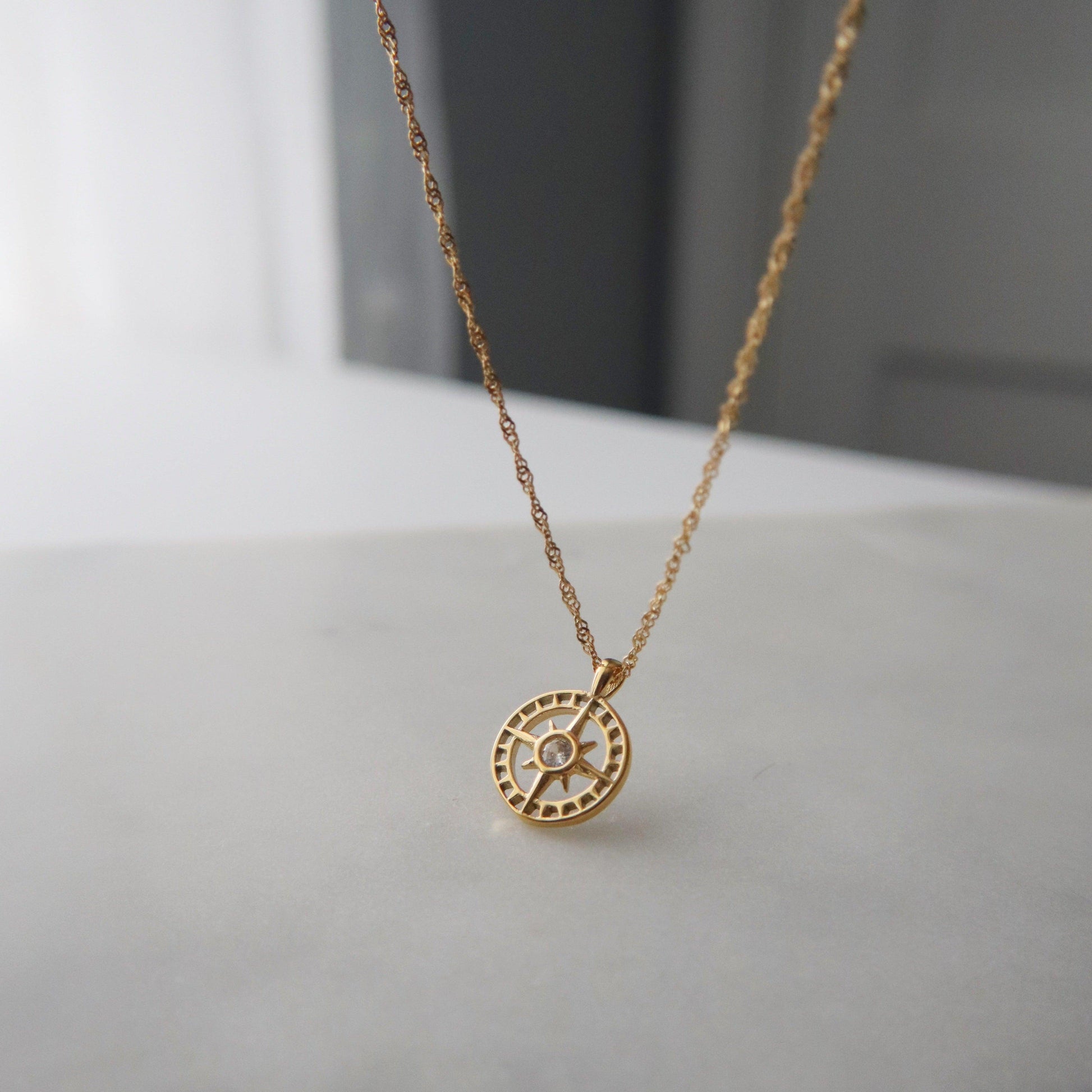 Compass Necklace | Pendant Necklace - JESSA JEWELRY | GOLD JEWELRY; dainty, affordable gold everyday jewelry. Tarnish free, water-resistant, hypoallergenic. Jewelry for everyday wear